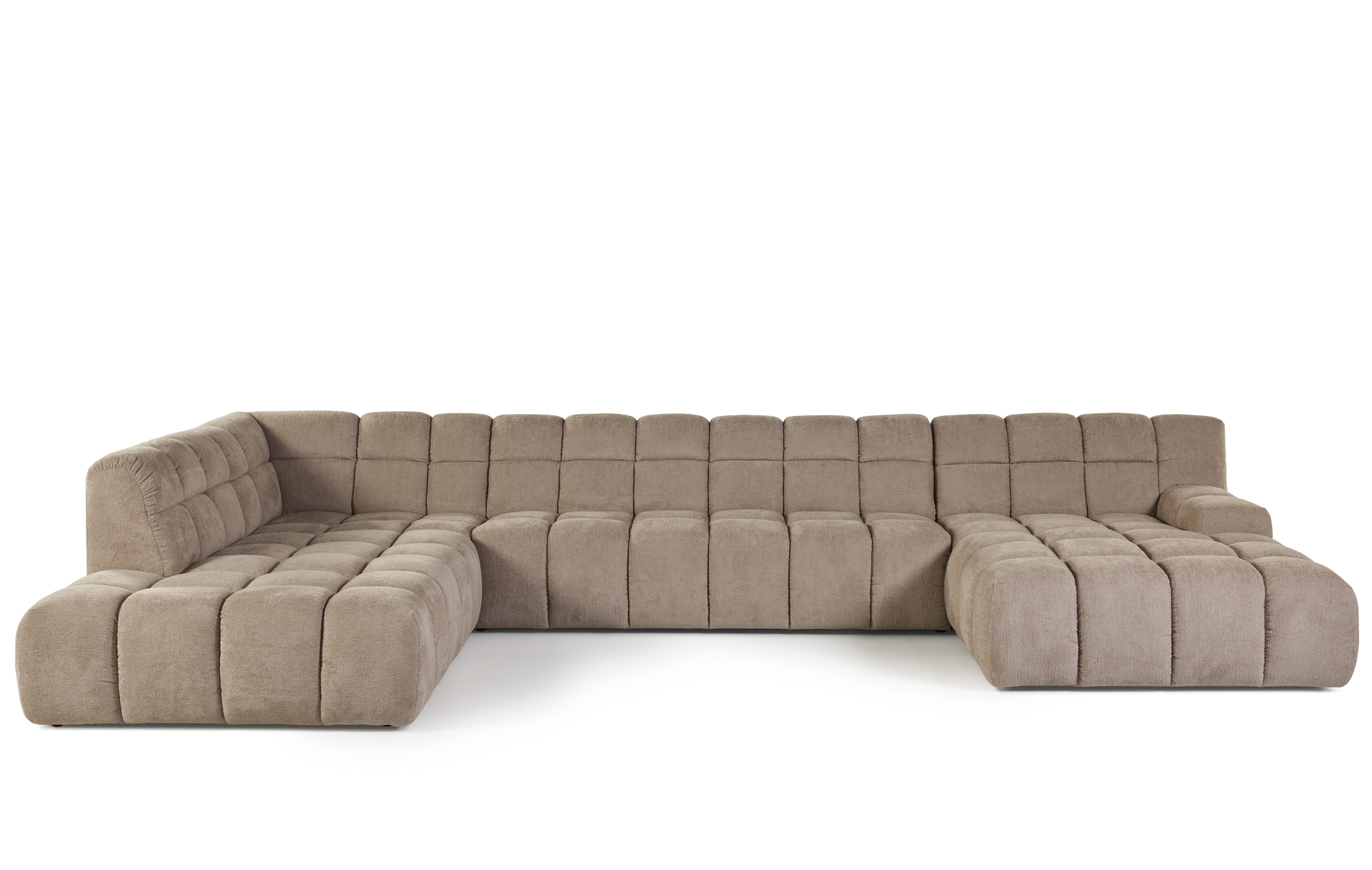 Hoeksalon U-vorm met longchair en ottoman (links) - Sino beige