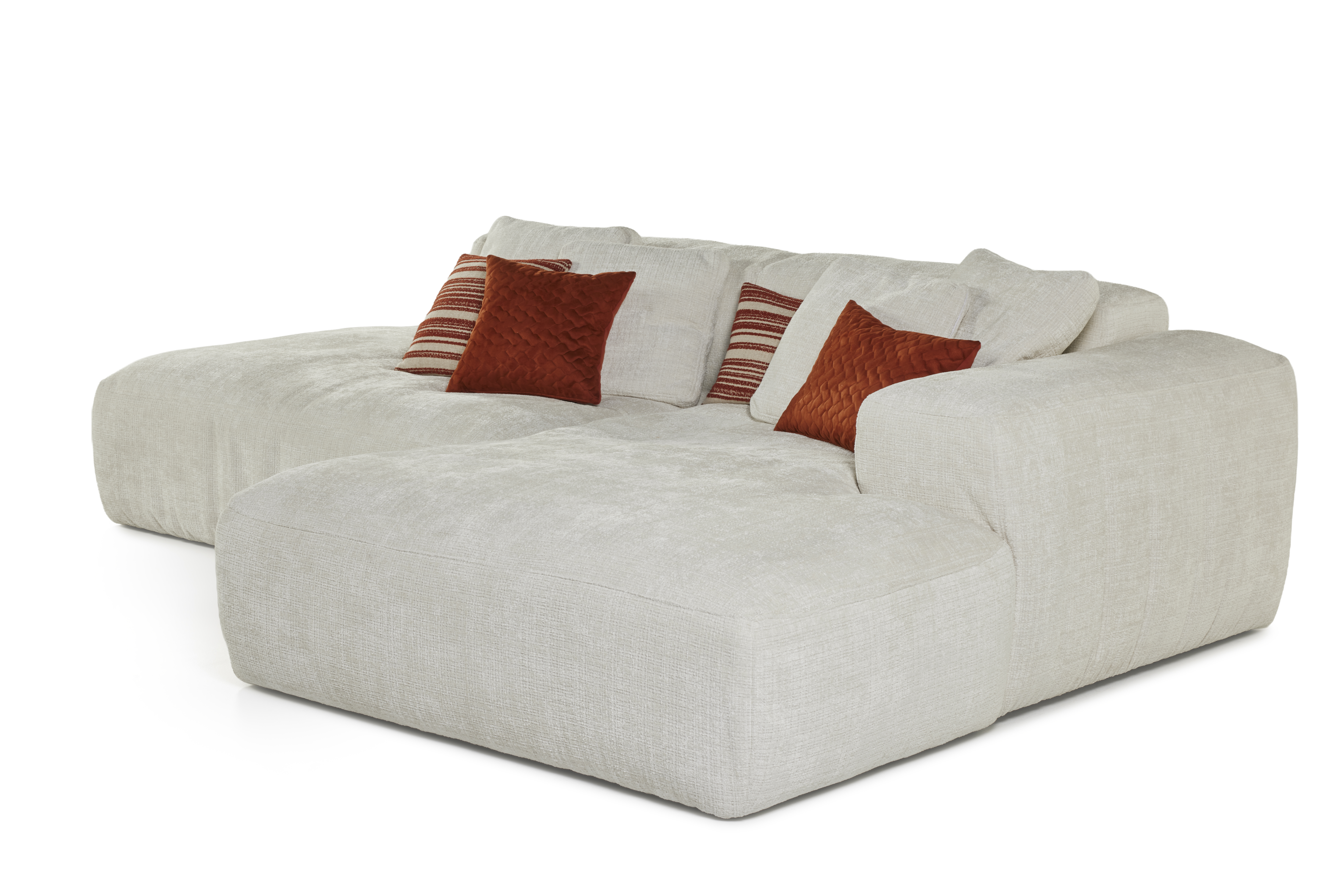 Hoeksalon met longchair (rechts) - Cremona creme