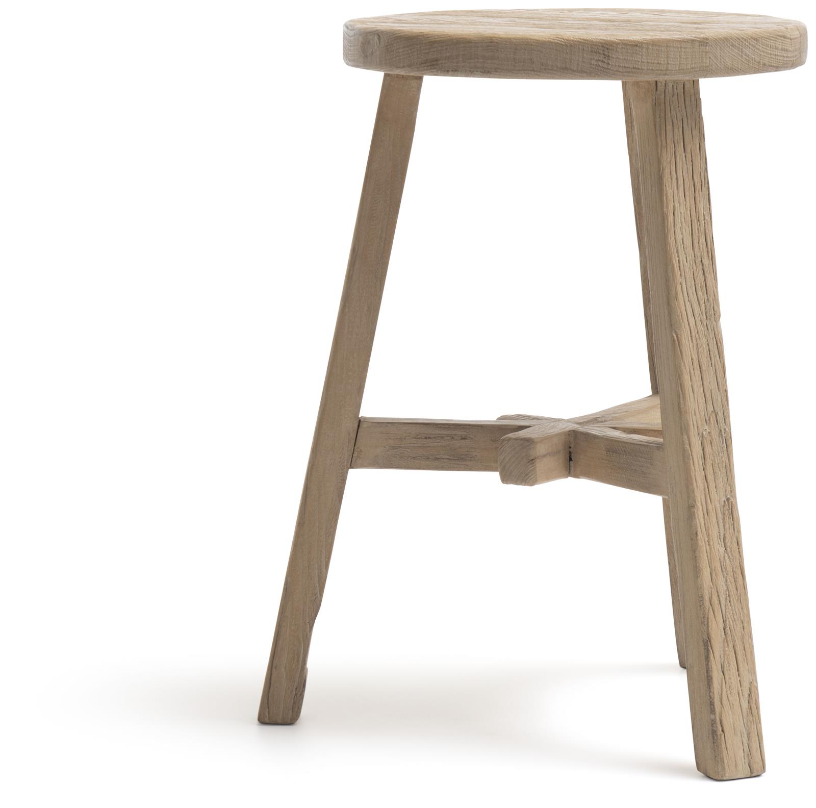 Houten krukje Mex dia. 32cm - natuur iepenhout