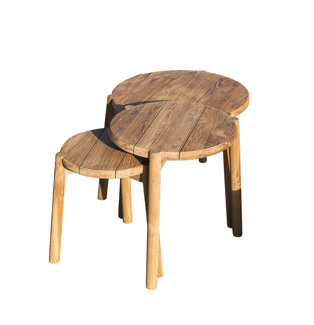 Set van 3 bijzettafels - recycled teak