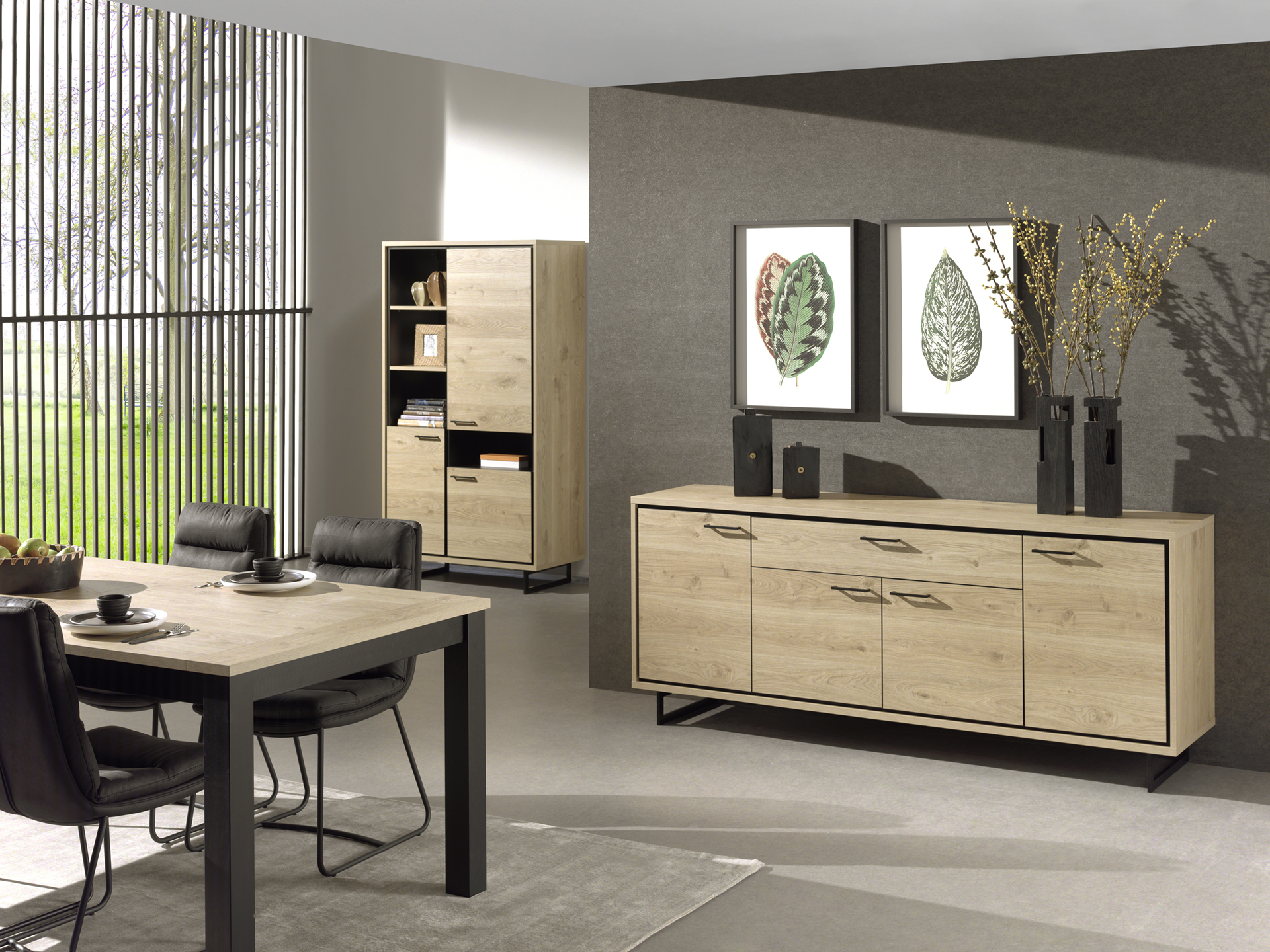 Dressoir met 4 deuren en lade - natuur