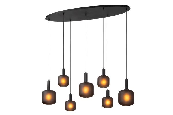 Hanglamp Eloise met zeven pendels - zwart