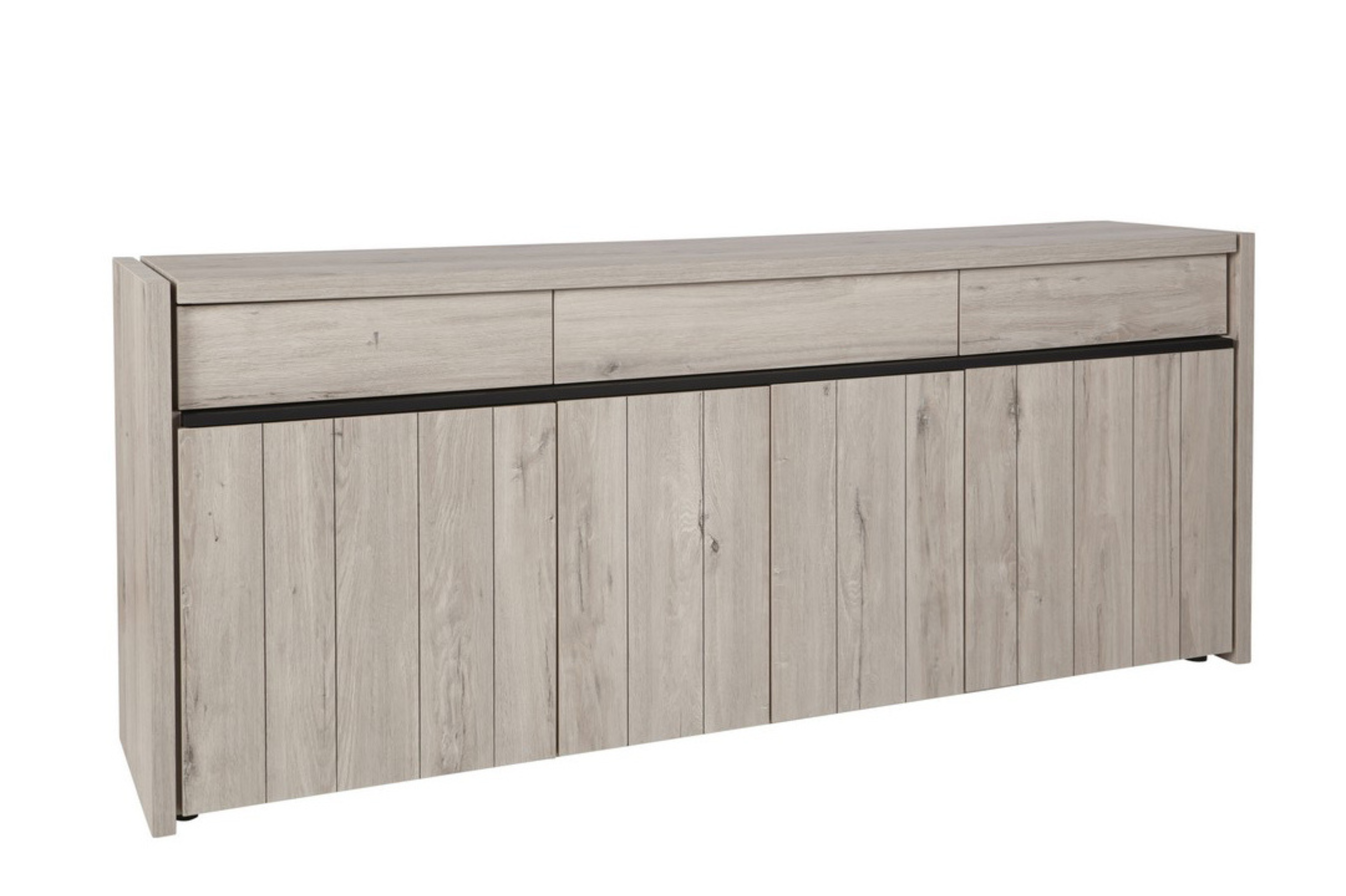 Dressoir met 3 deuren en 3 lades B224cm - lichtgrijs eiken