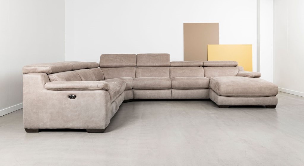 Hoeksalon U-vorm met relaxfunctie (links) - Silver grijs