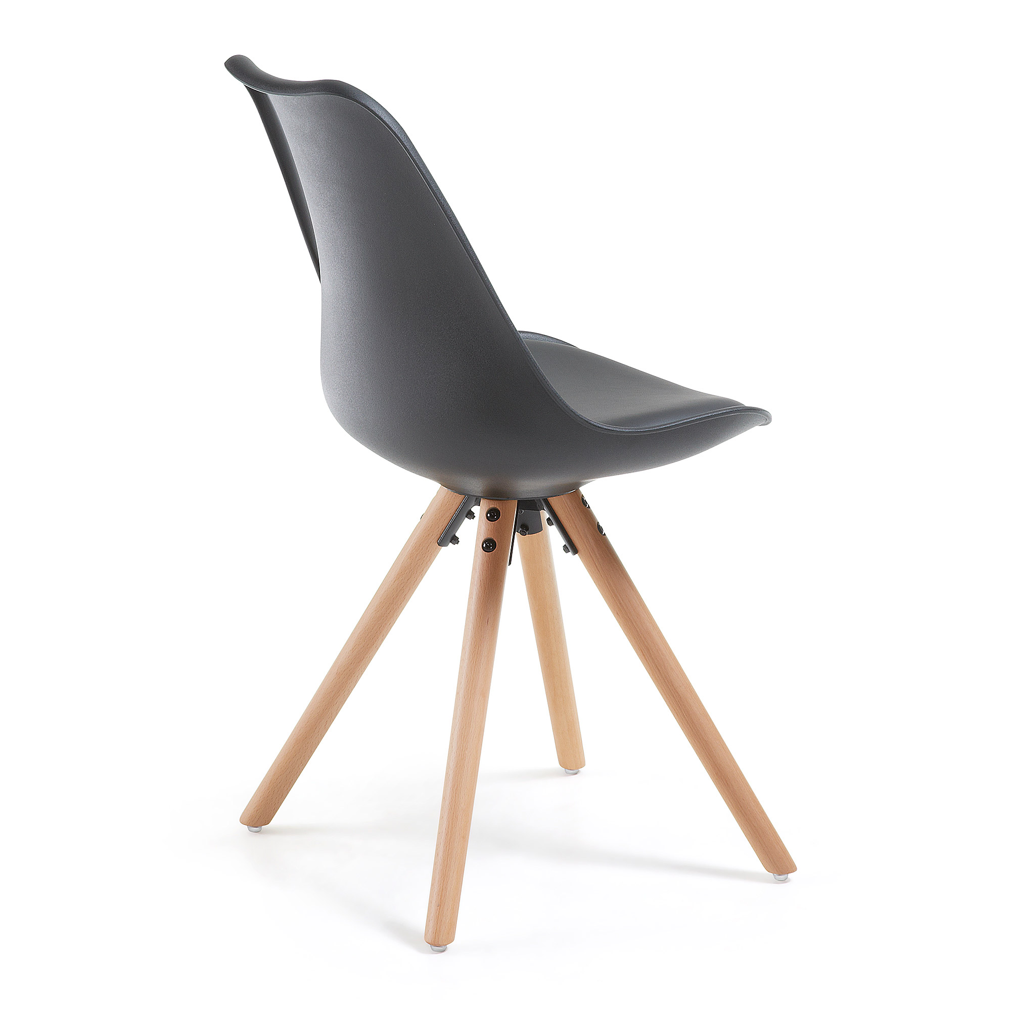 Kuipstoel met houten poten - zwart