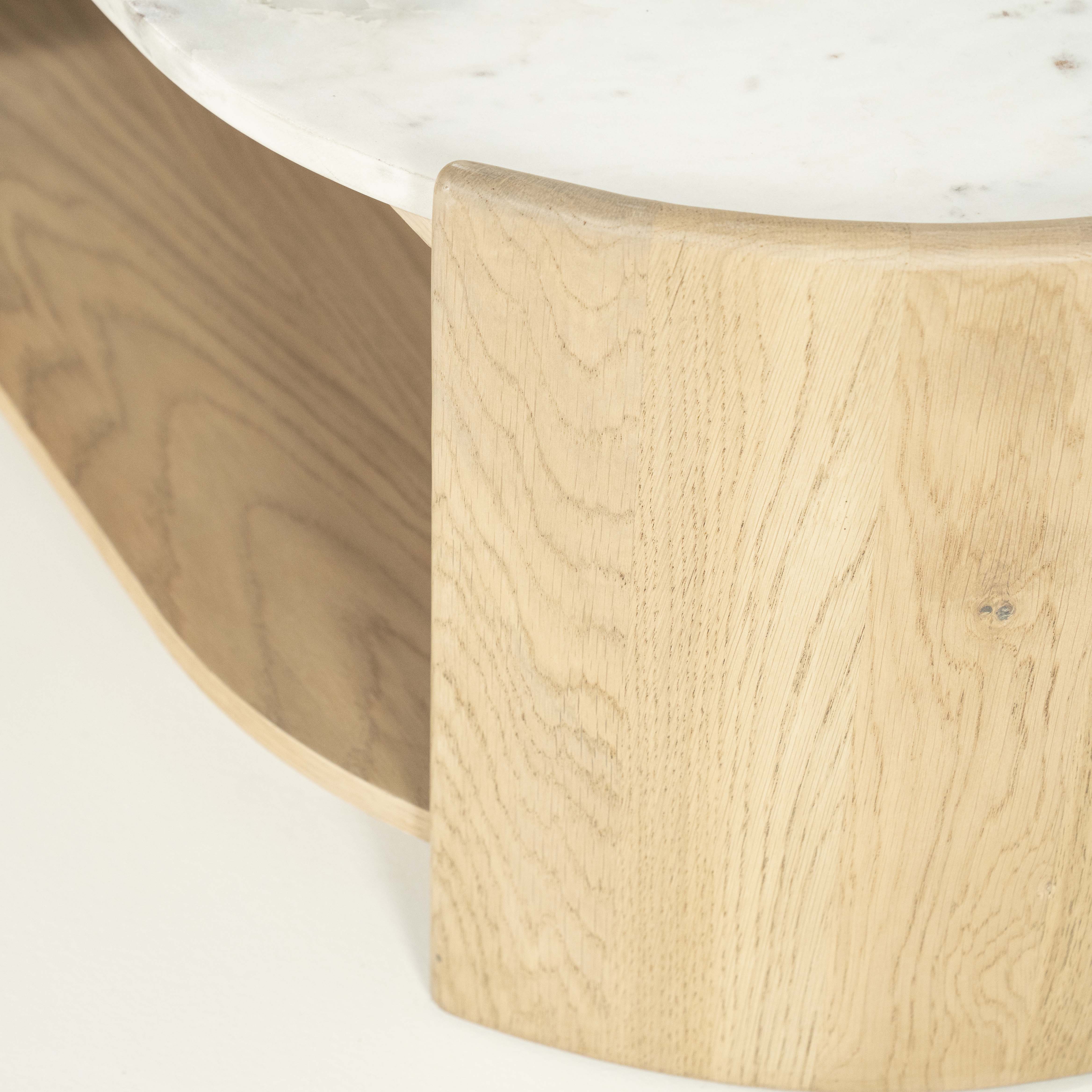 Salontafel 110x60cm - eik/wit marmer