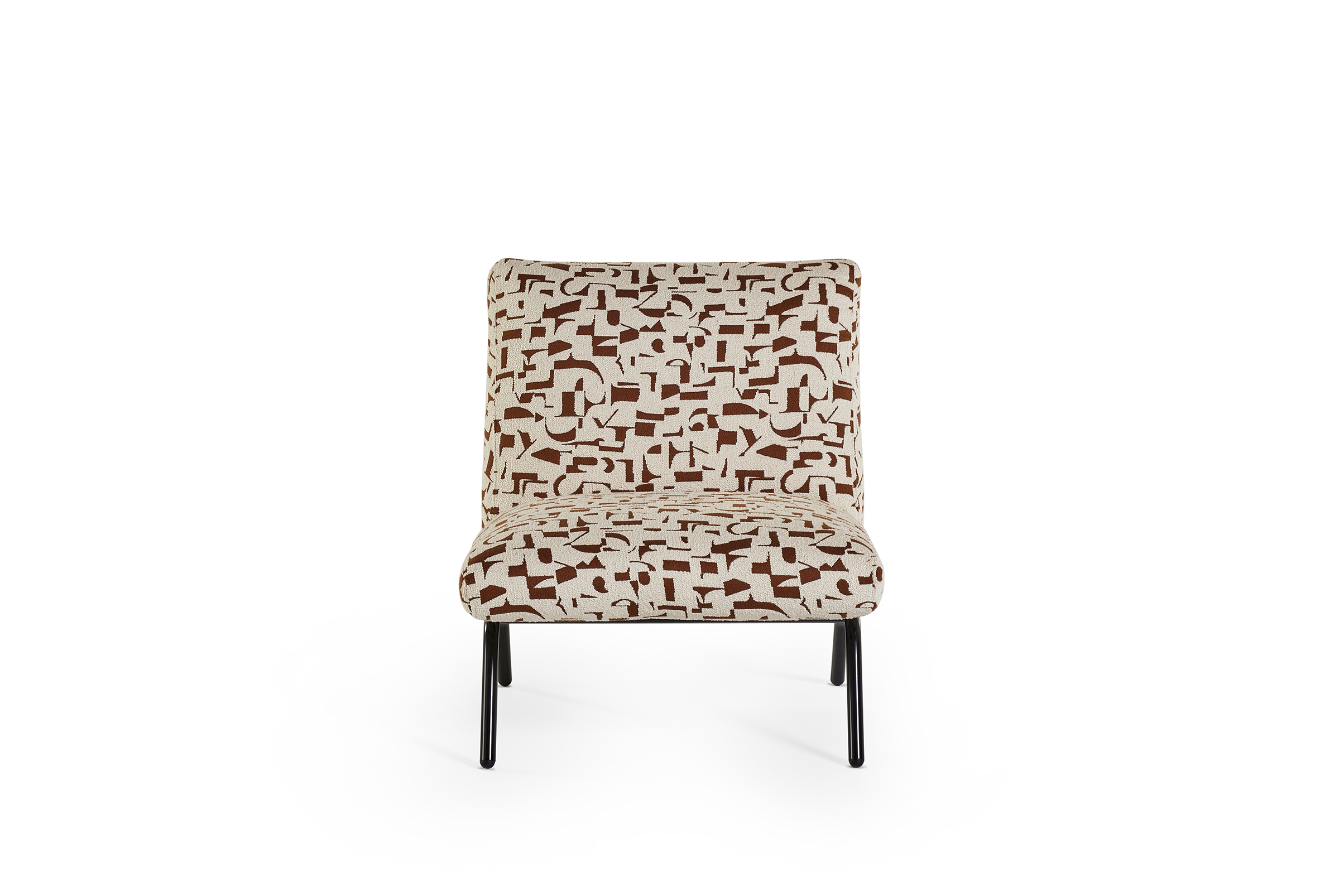 Fauteuil met print - bruin/wit