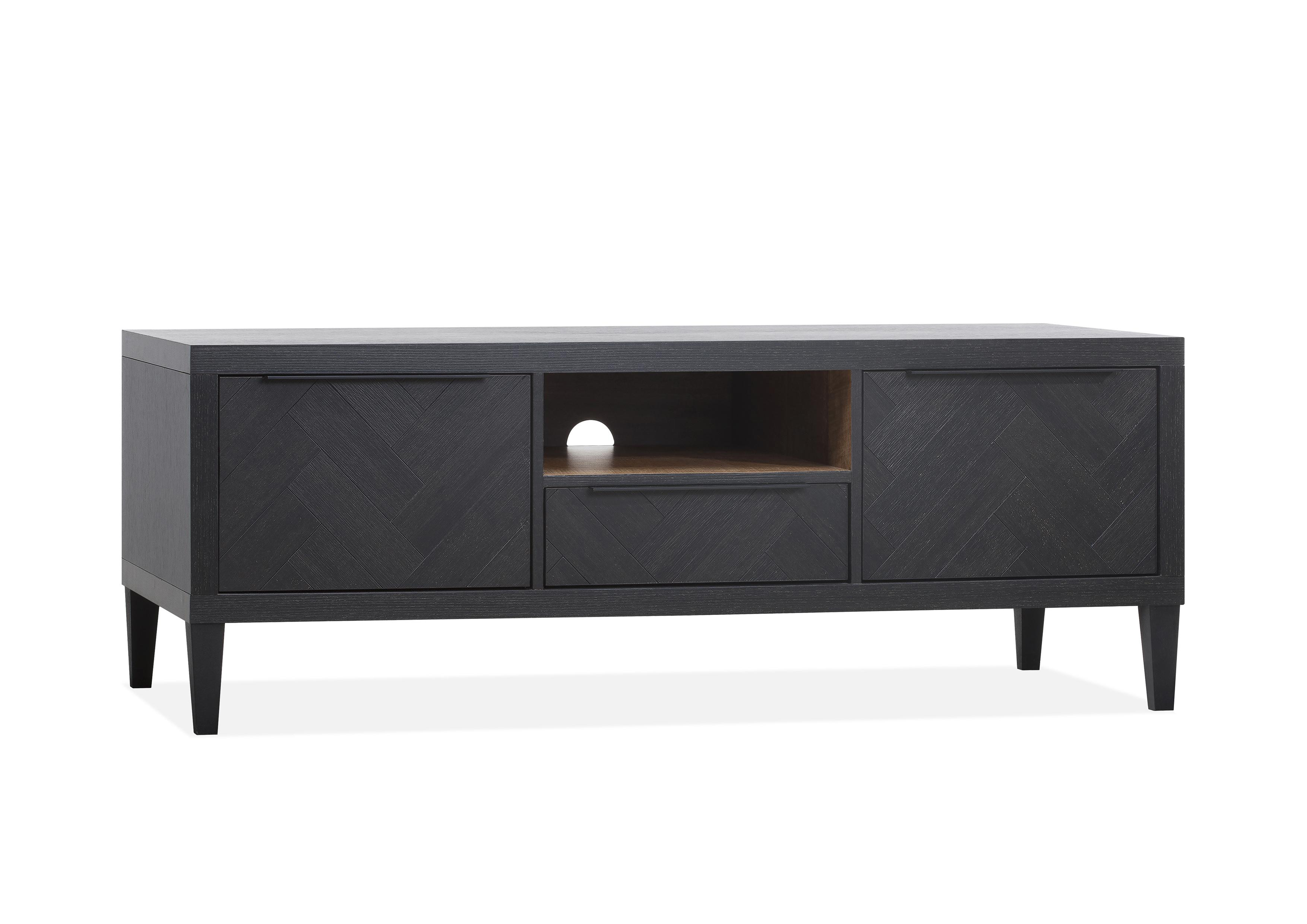 Tv-meubel met 2deuren en lade B147cm - zwart teak