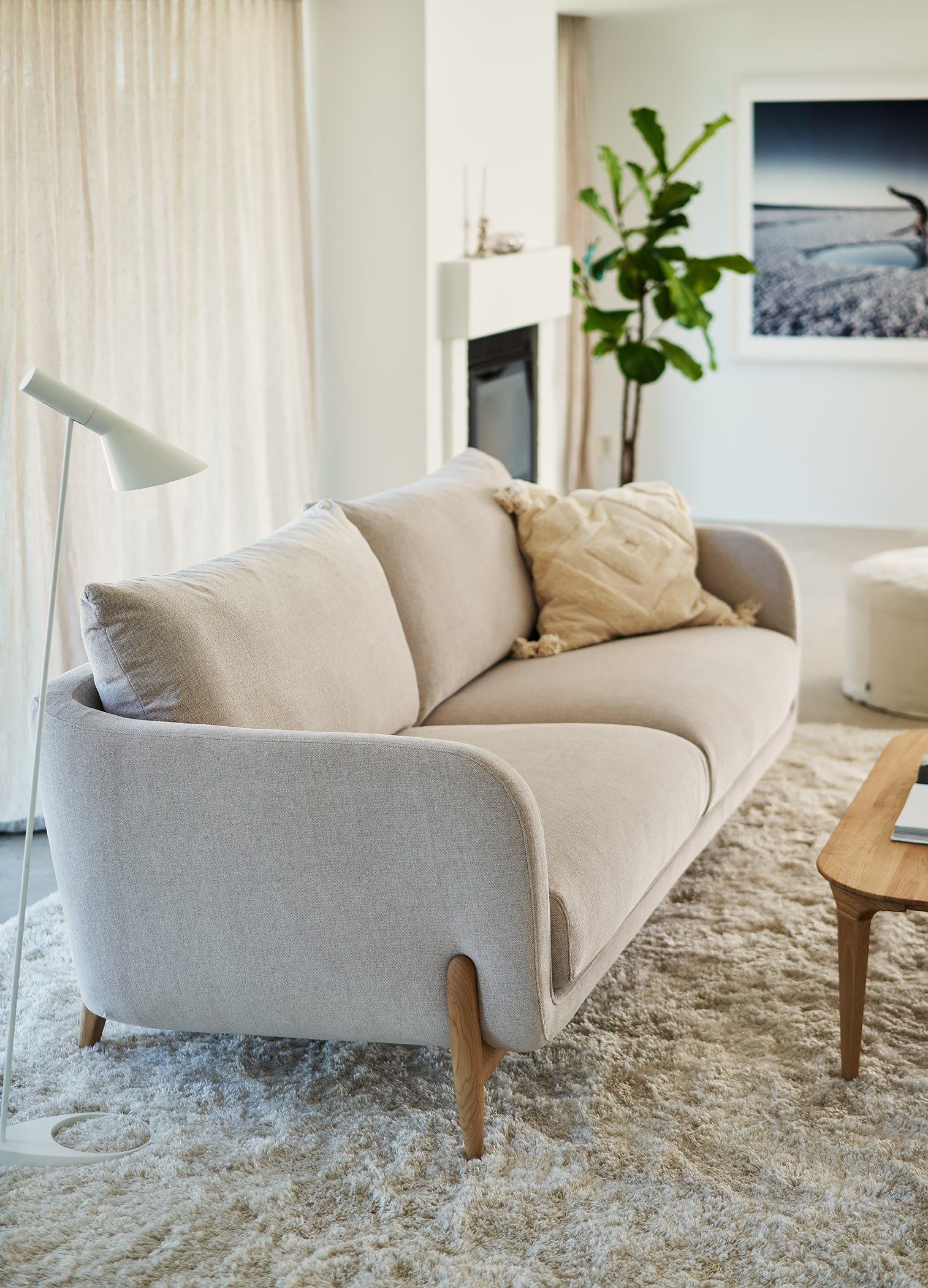 Salon Jenny 3-zit met houten poten - Natural ecru