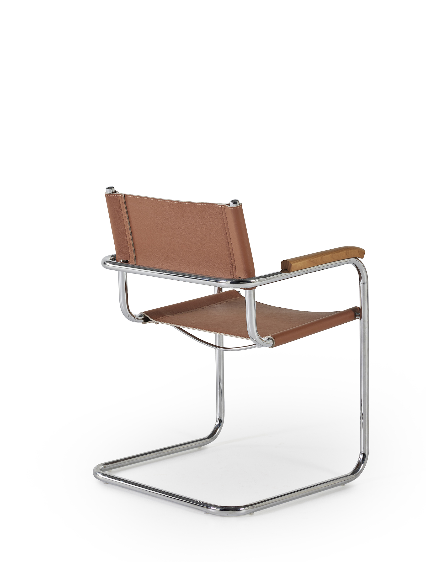 Eetkamerstoel - chroom/leder/oak