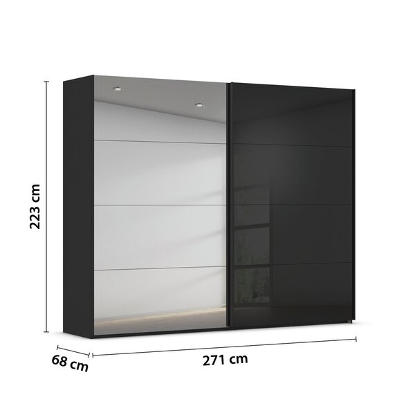 Schuifdeurkast met glas 271x223cm - zwart