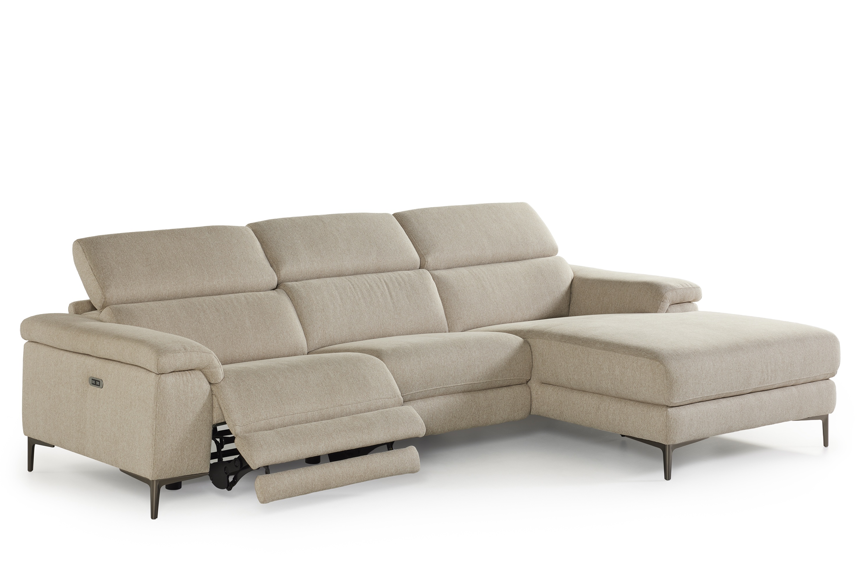 Hoeksalon incl. elektr.relaxfunctie - beige