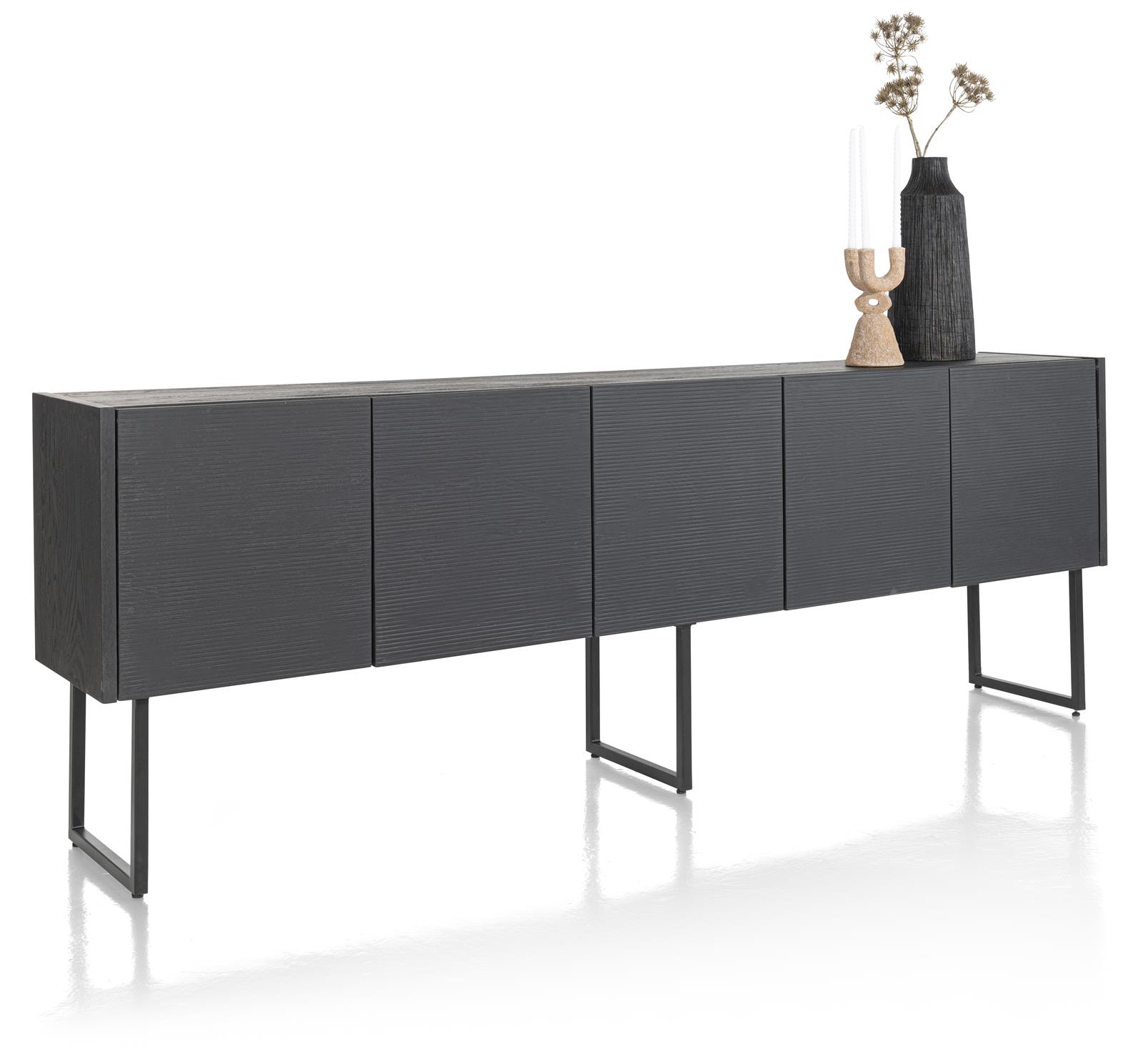 Dressoir Carving met 5 deuren - zwart eiken