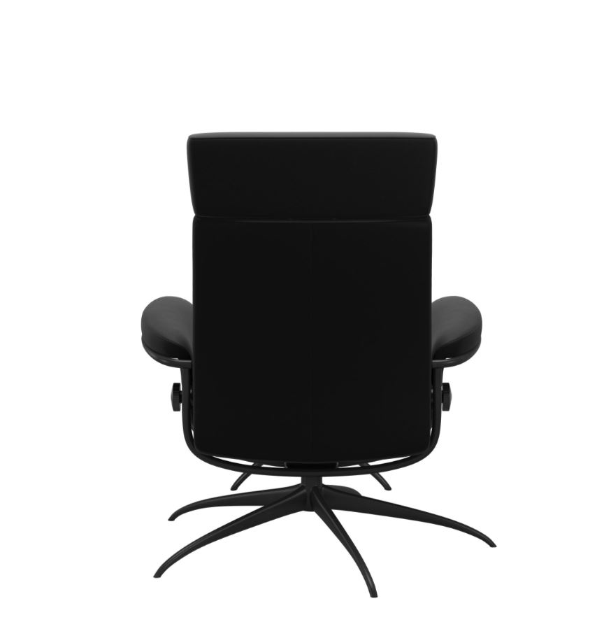 Relaxzetel Tokyo Low Back in leder met voetenbank - zwart