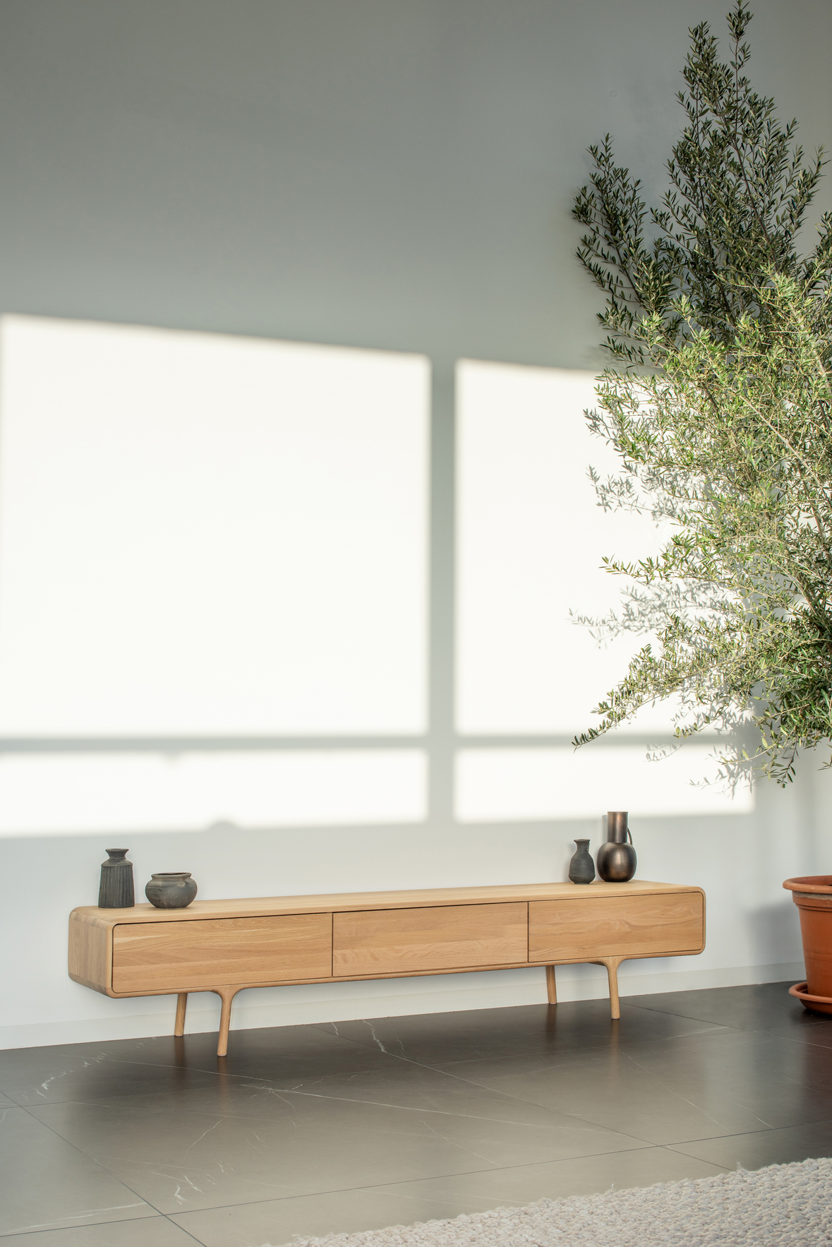 Tv-meubel Fawn met 3 lades - natuur eiken