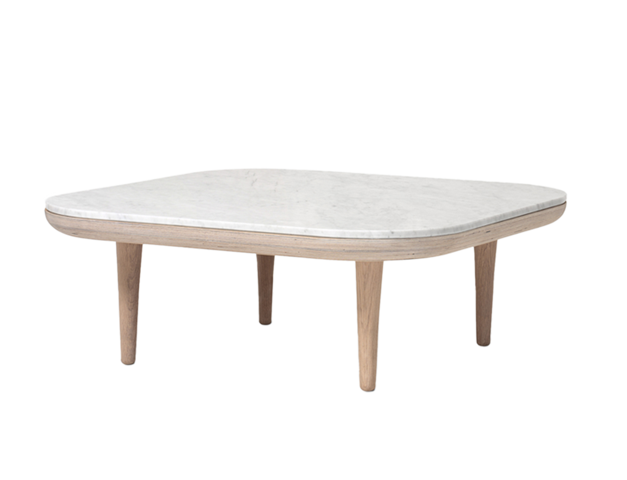 Salontafel Fly 80x80cm - bianco carrara/white oiled oak