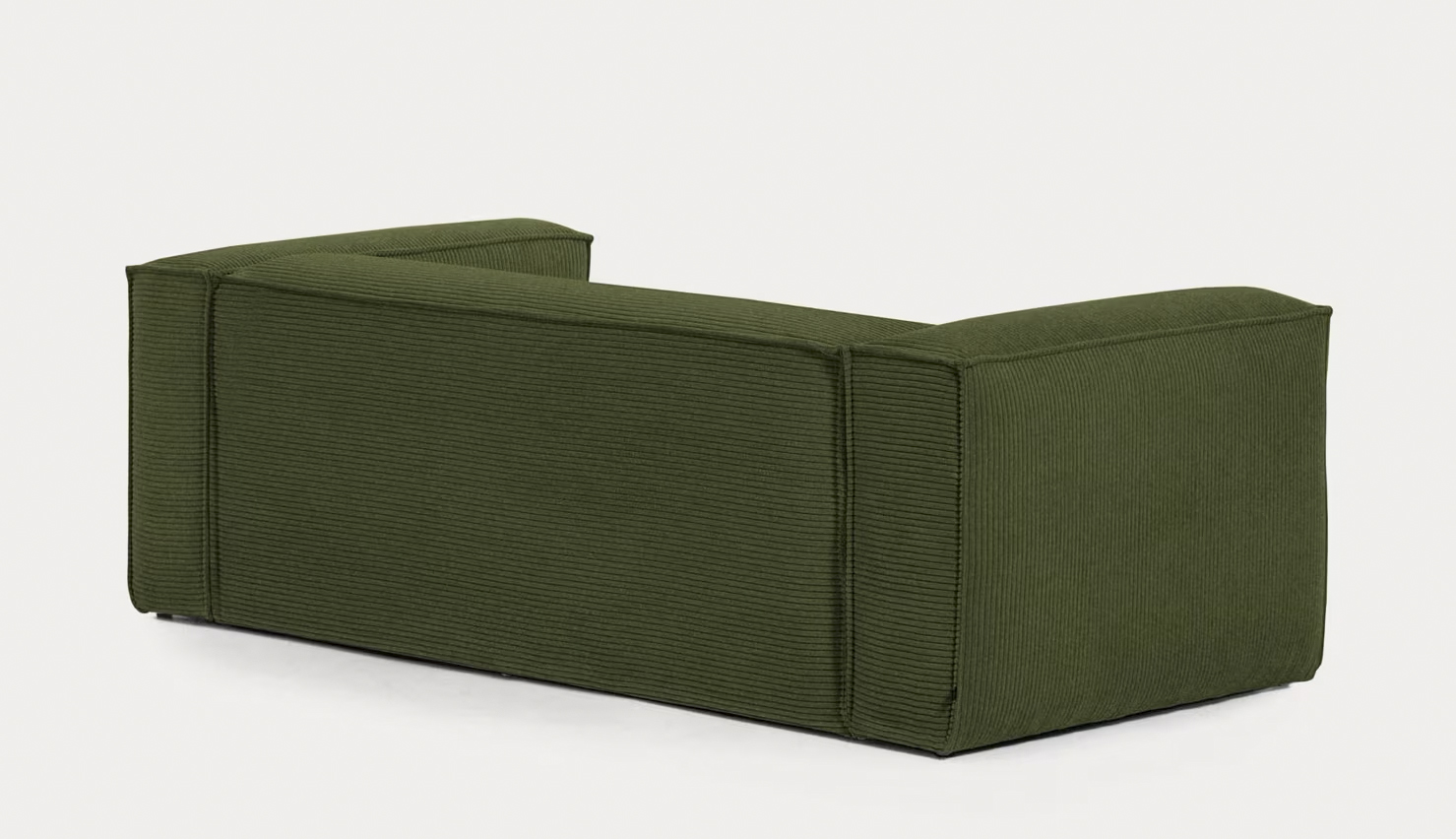 Hoeksalon in ribfluweel met longchair (rechts) - donkergroen