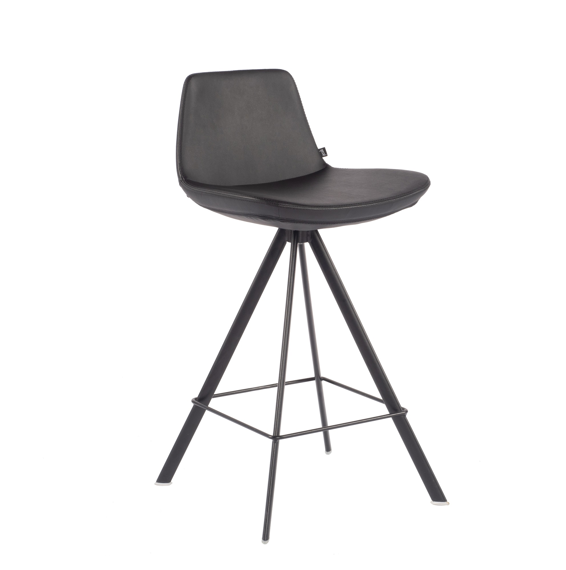 Counterstoel Rafael in lederlook 66cm - zwart