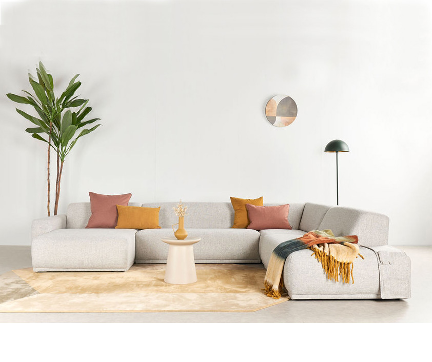 Hoeksalon met longchair (rechts), excl. mediatas - grijs
