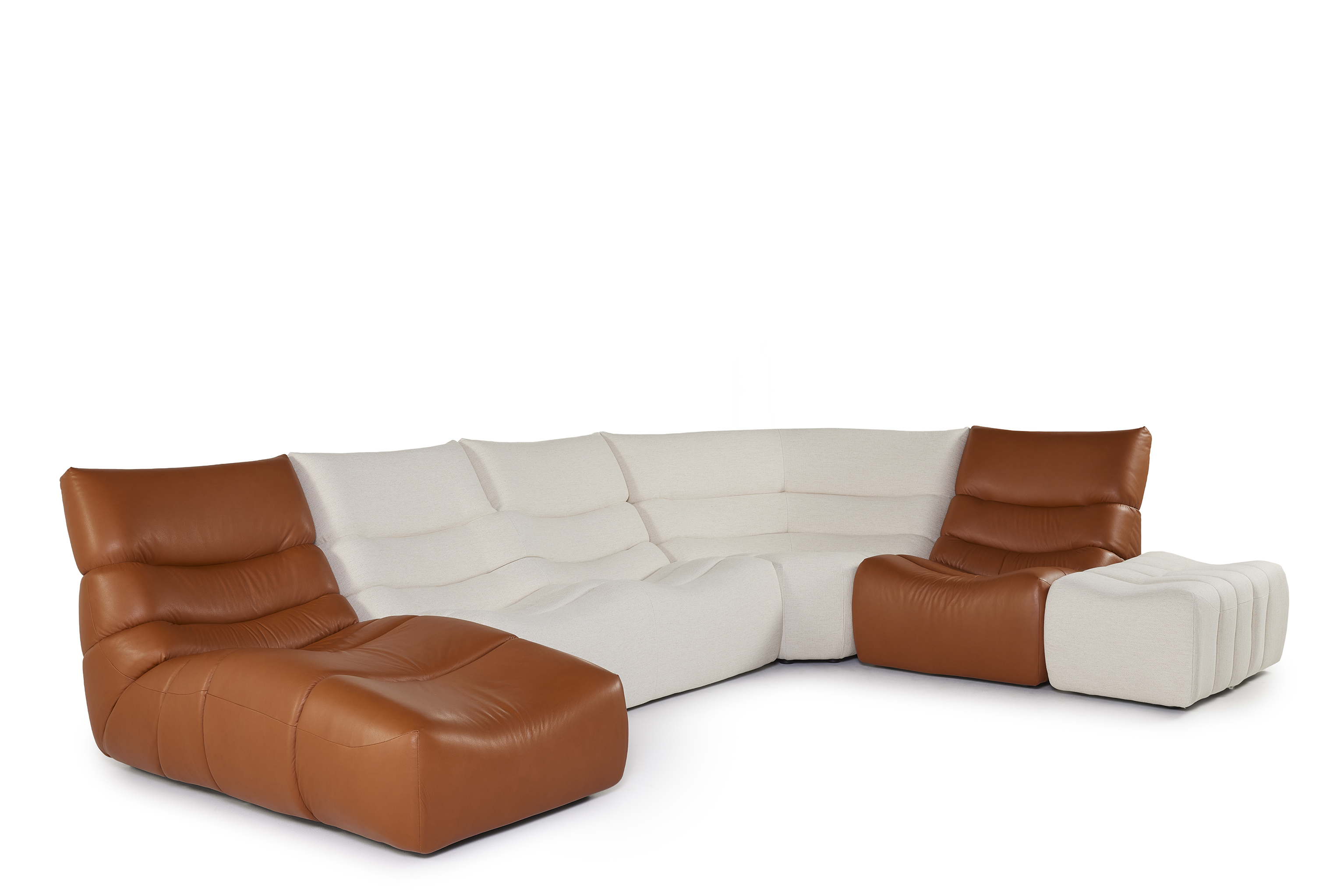 Hoeksalon - leder & stof