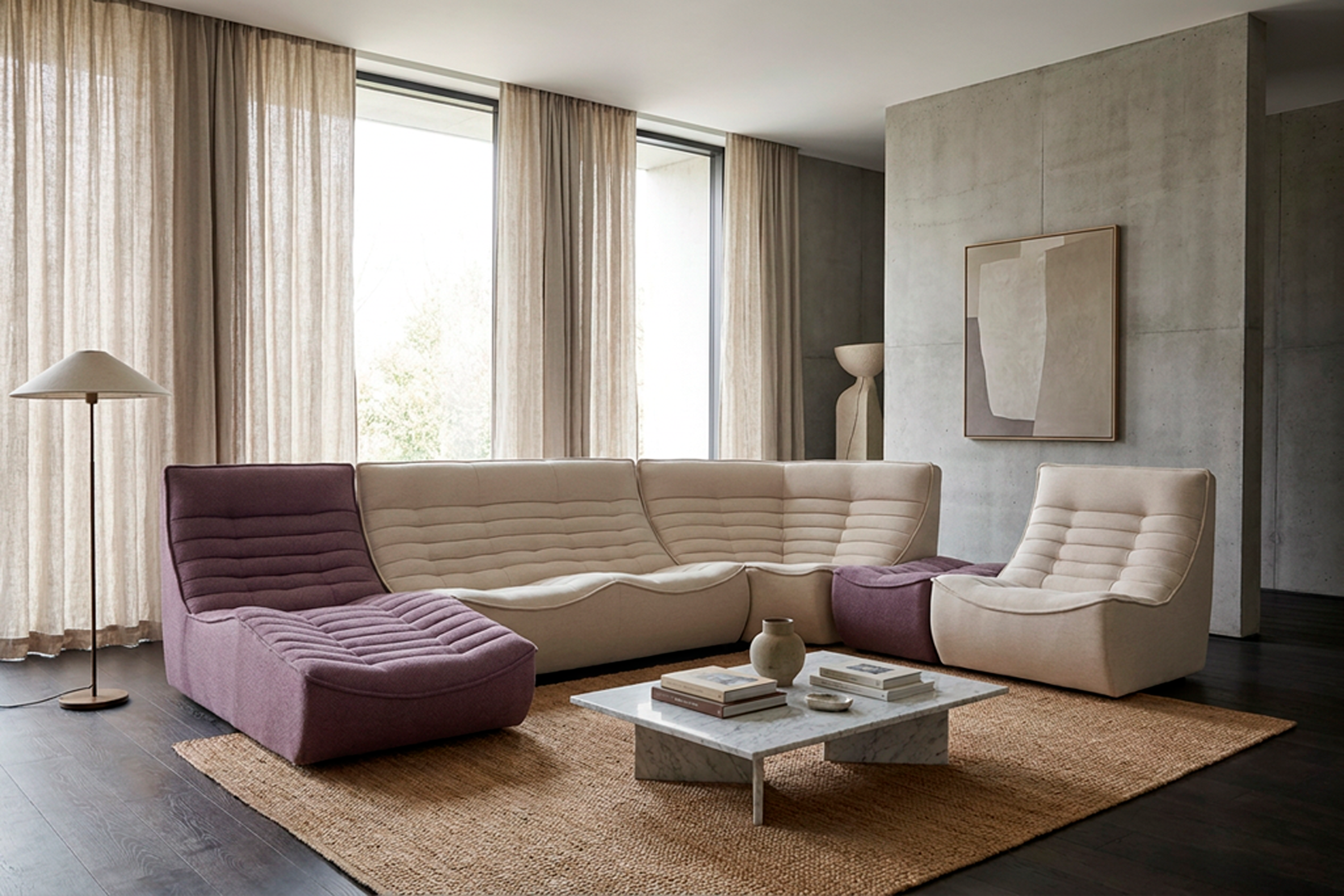 Modulair hoeksalon PRM 1063 - wit/lila