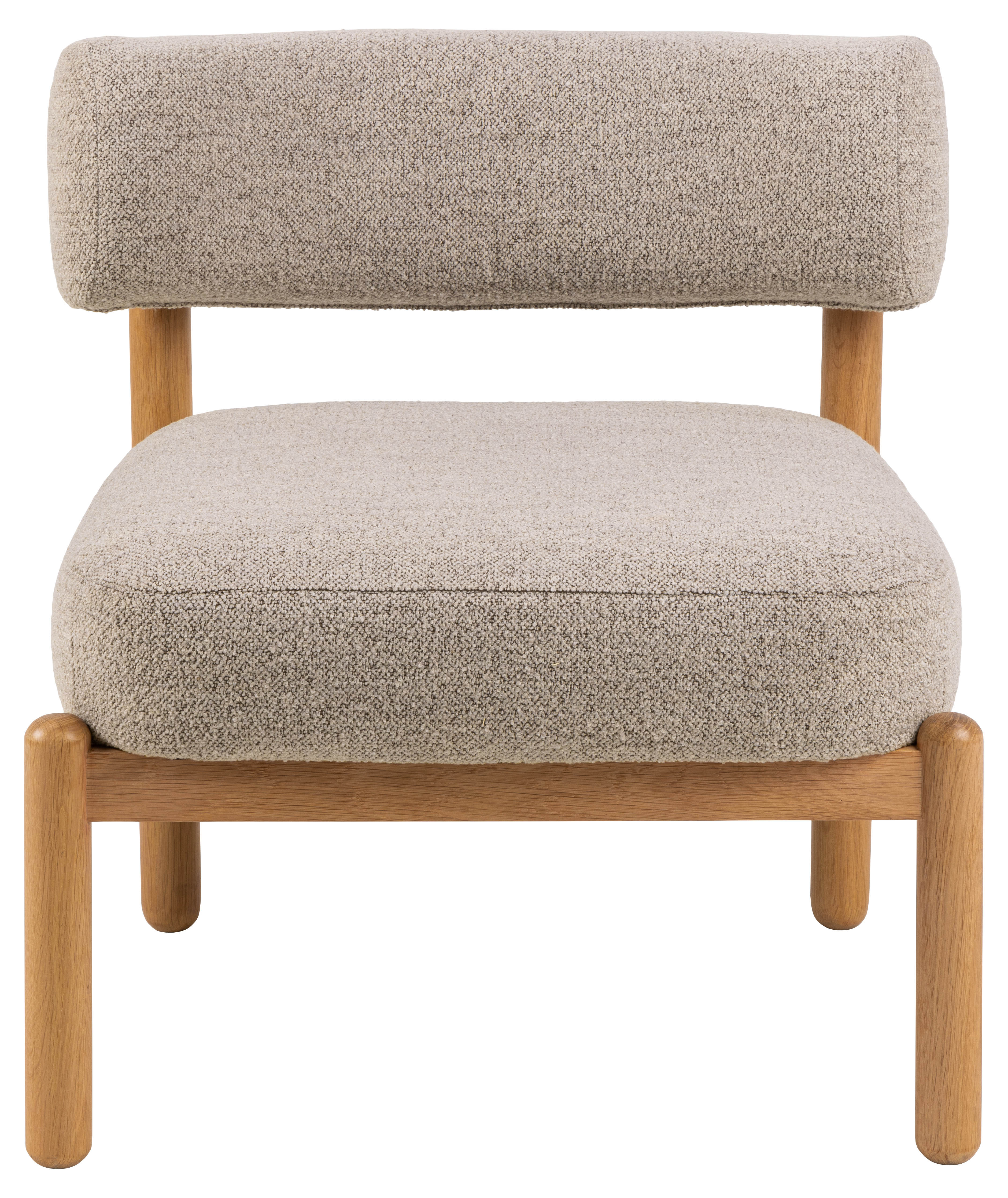 Fauteuil met stoffen zitting en eikenhouten poten - beige