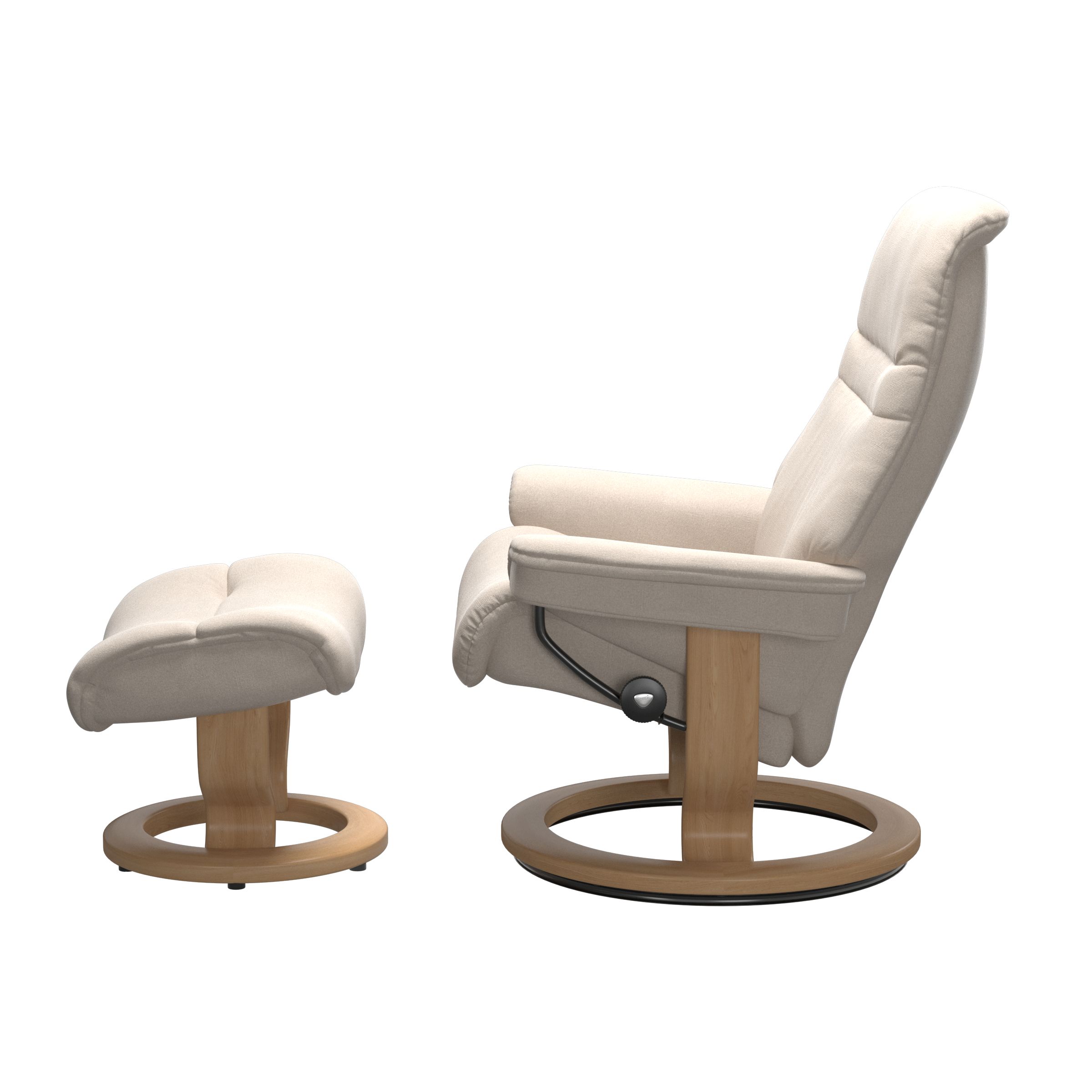 Fauteuil & voetenbank Sunrise - Magnolia light beige/eik
