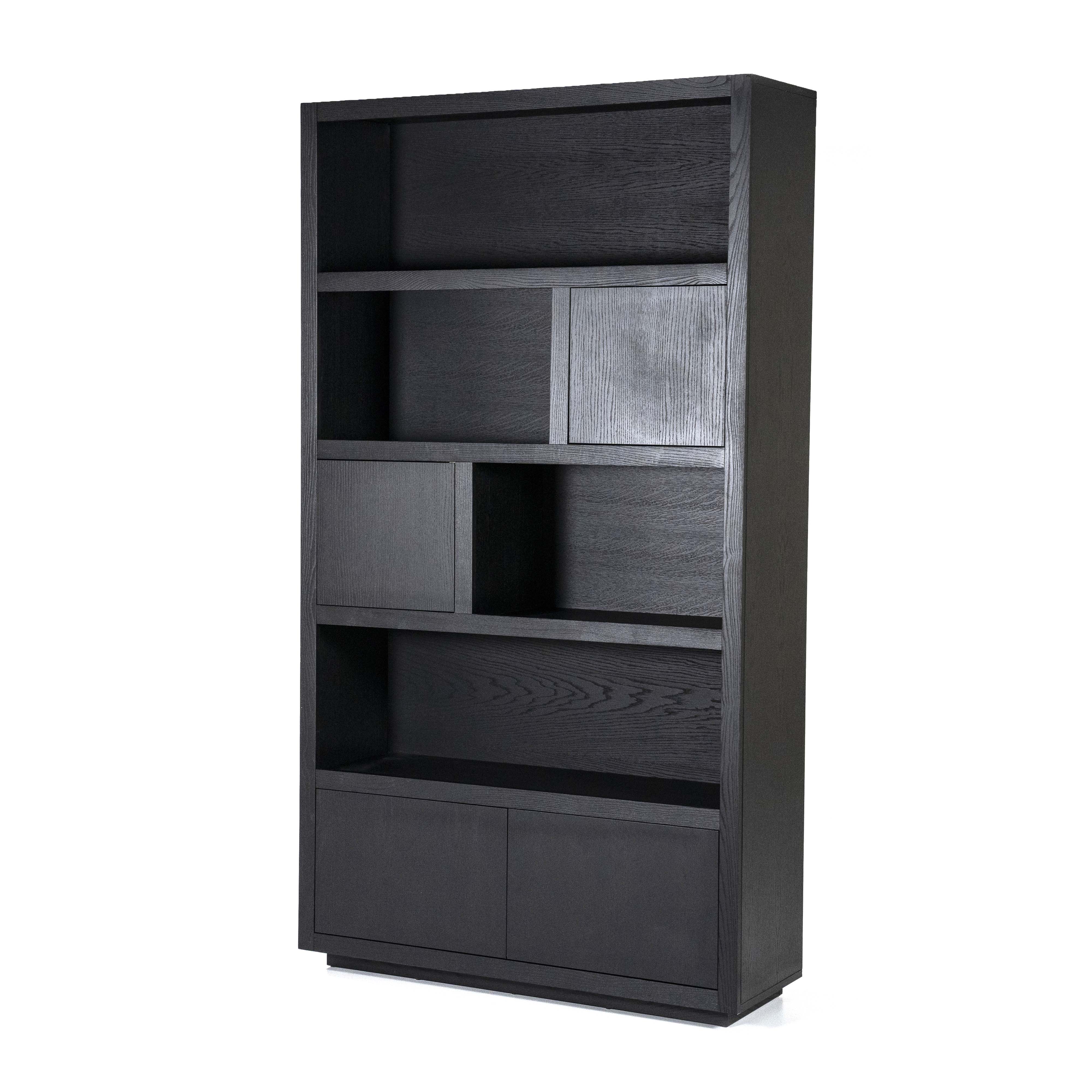 Wandkast in (fineer)eik B120cm - zwart