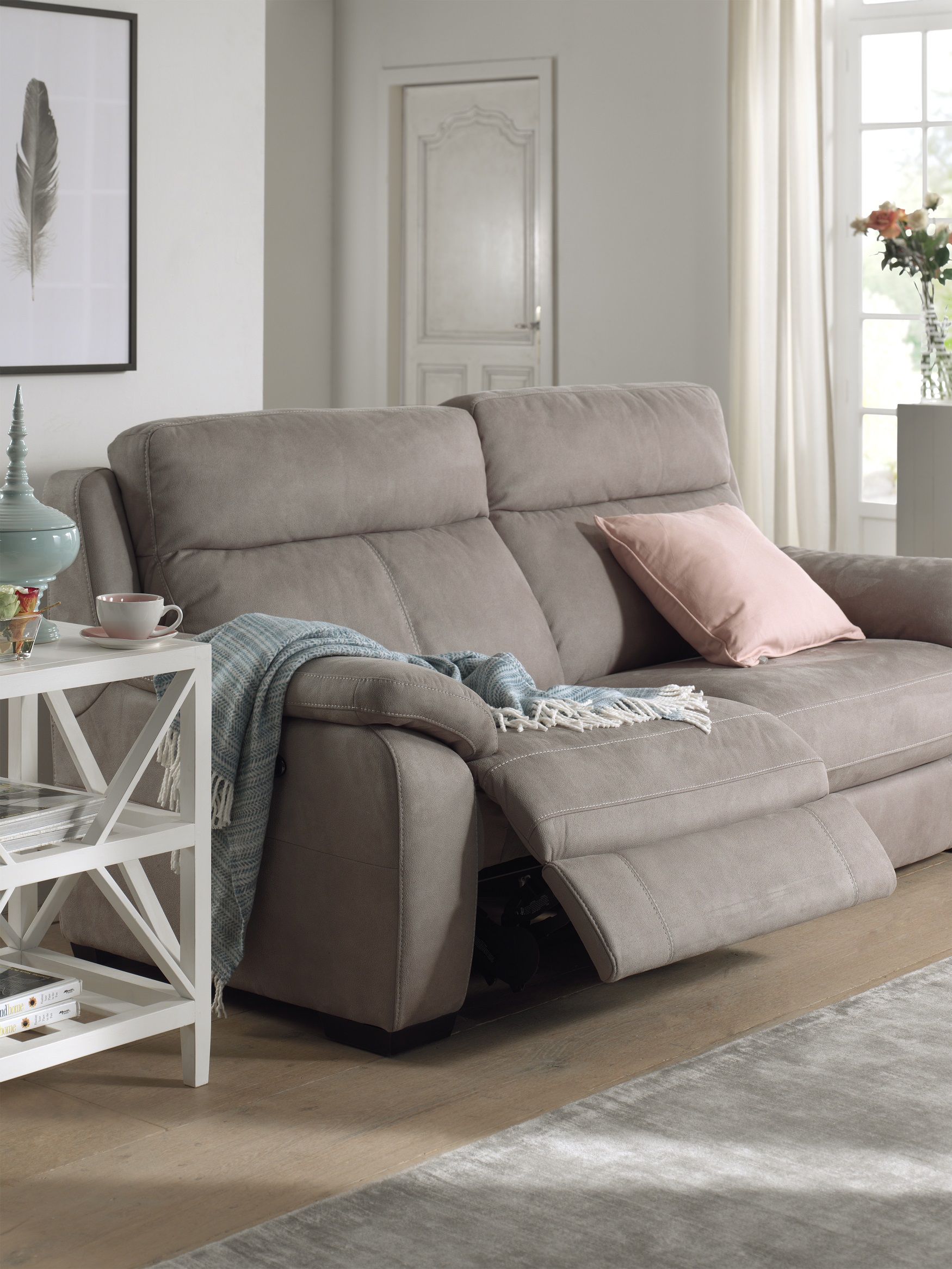 Set: 2,5-zit met elektrische relax en 2-zit vast - Silver grijs