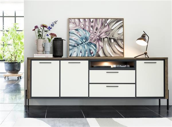 Dressoir 216cm 2 deuren, 2 lades, 1 open vak