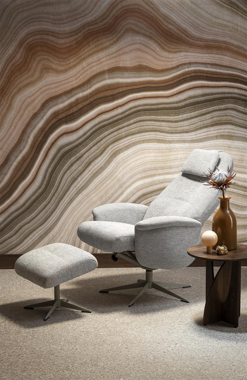 Relaxfauteuil incl. voetenbank - lichtgrijs