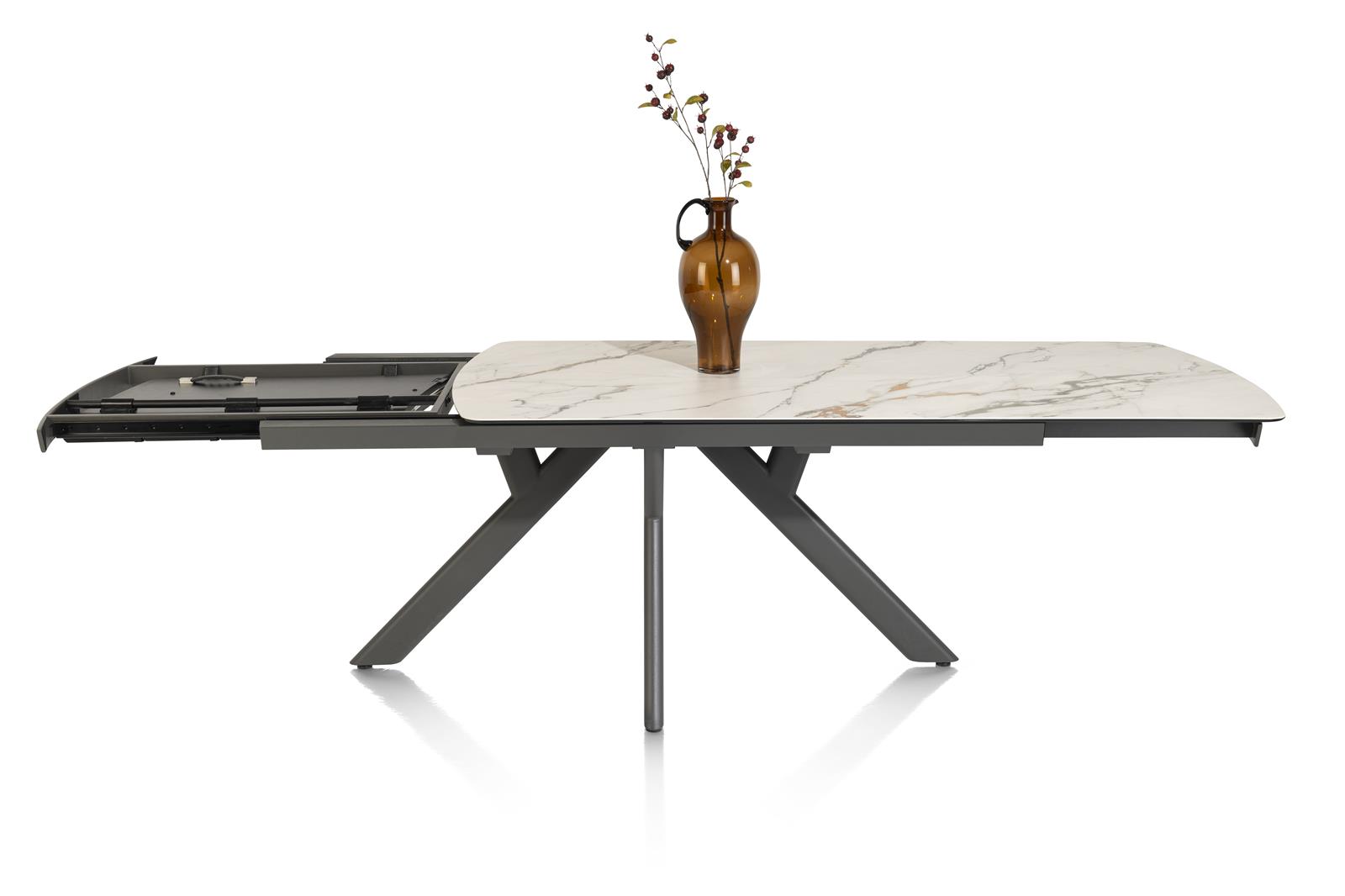 Uitschuifbare eettafel keramiek Vegas 200/280x100cm - wit marmerlook