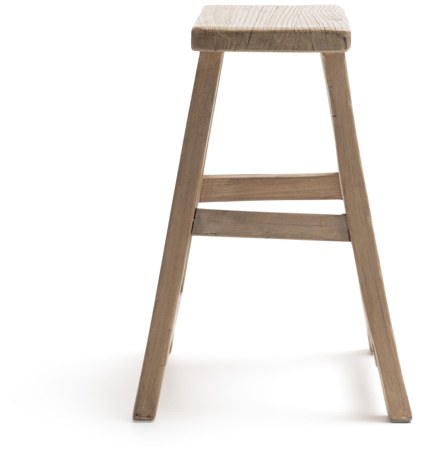 Houten krukje Mex 42x50cm - natuur iepenhout