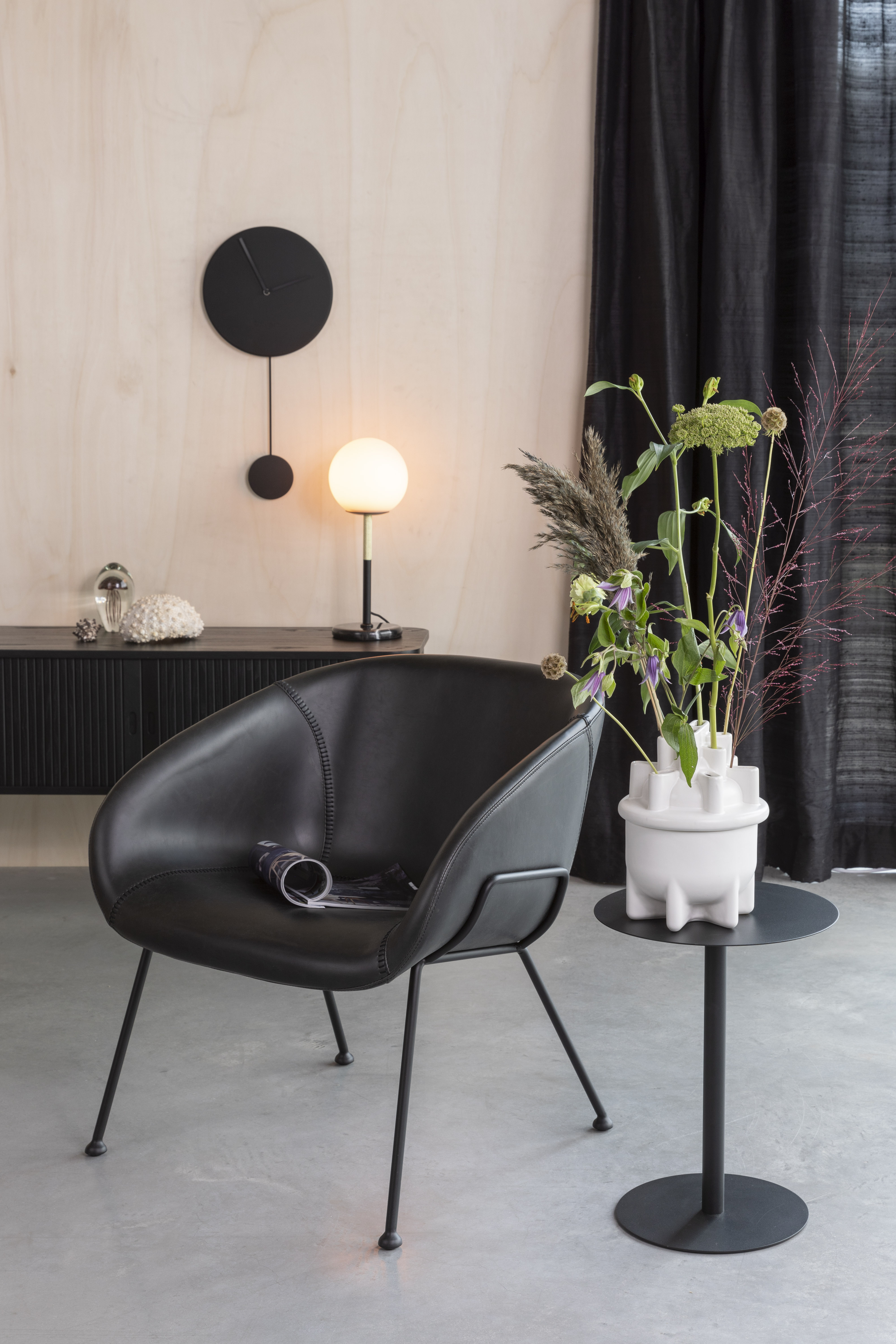 Fauteuil Feston in lederlook - zwart