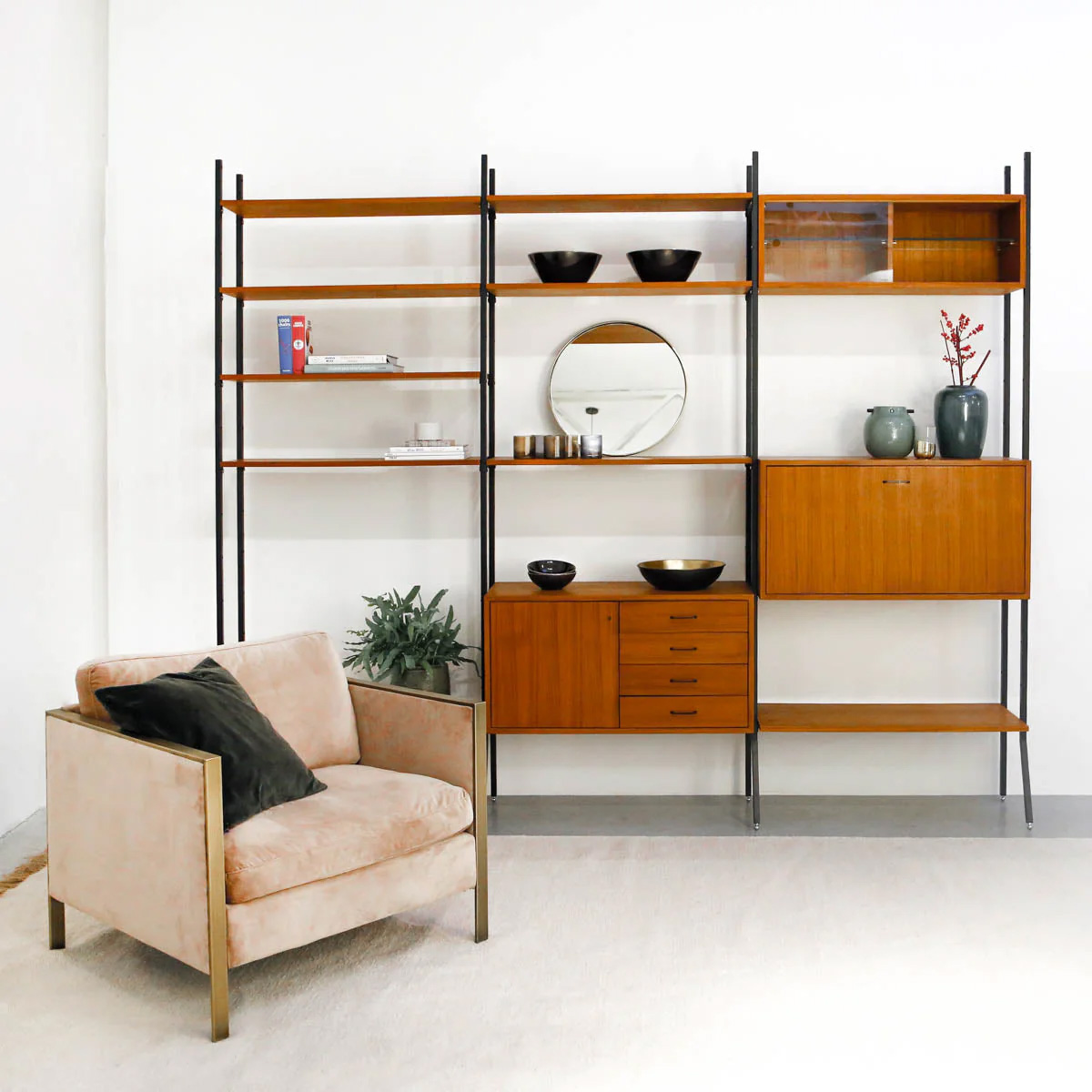 Vintage wandkast B278cm - teak