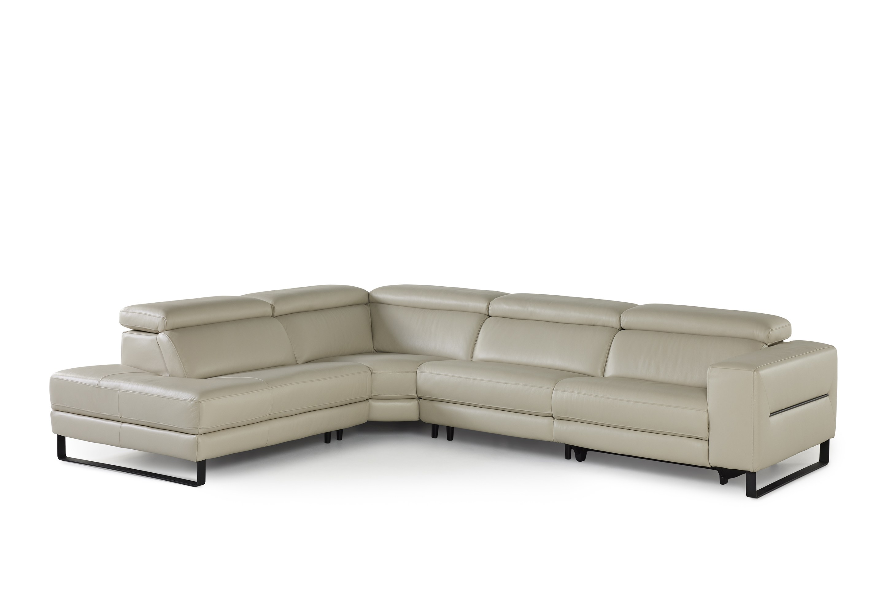 Hoeksalon met elektr. relax - leder: light grey