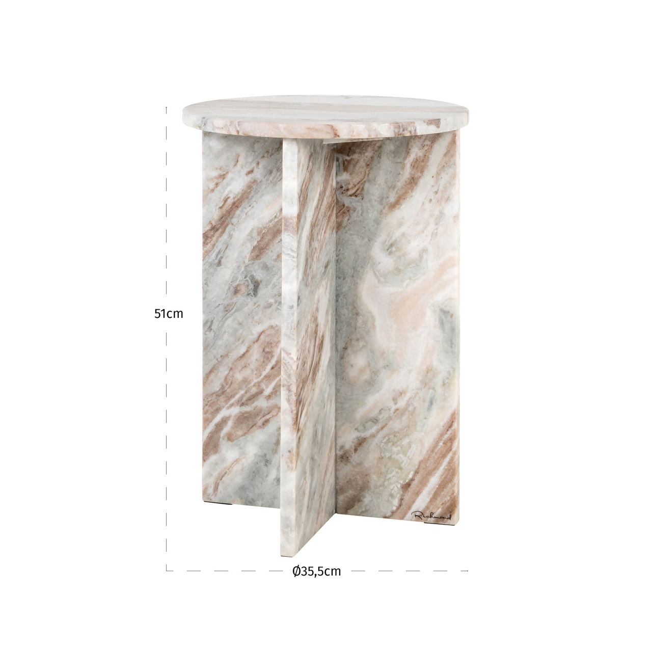 Bijzettafel marmer - pink