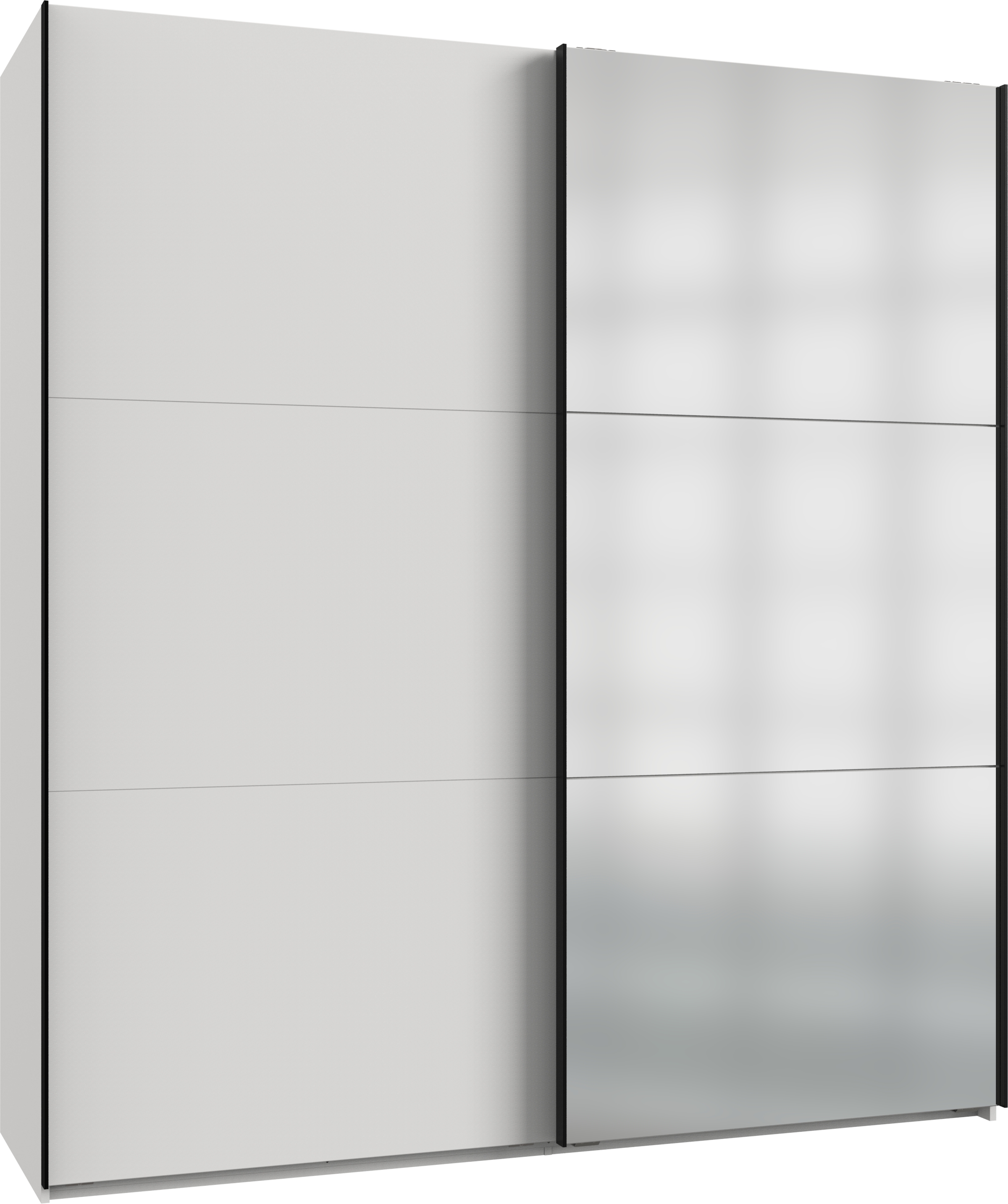 Schuifdeurkast met spiegeldeur 200x216cm - wit