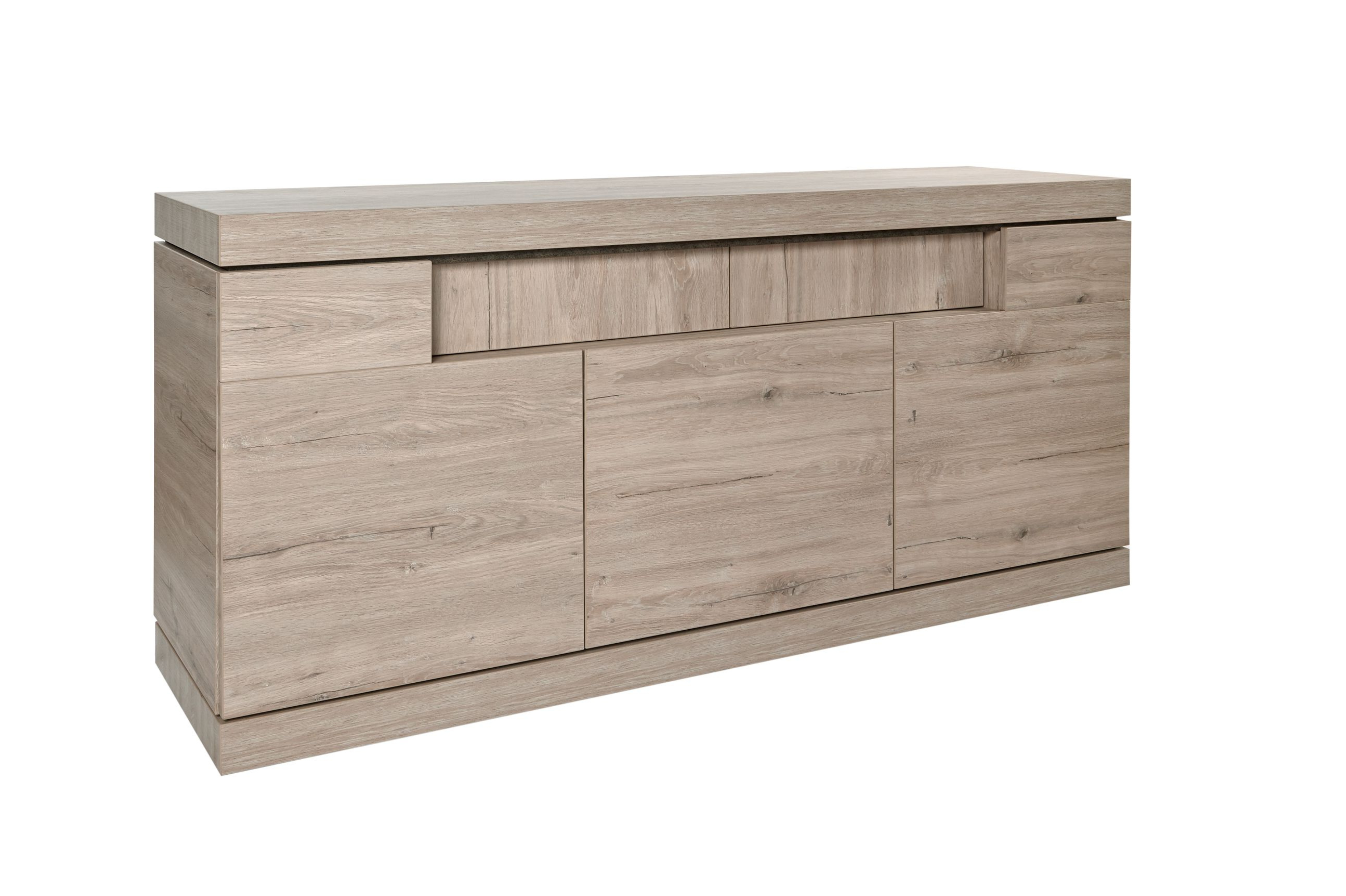 Dressoir met 3 deuren en 2 lades B182cm - lichtgrijs eiken