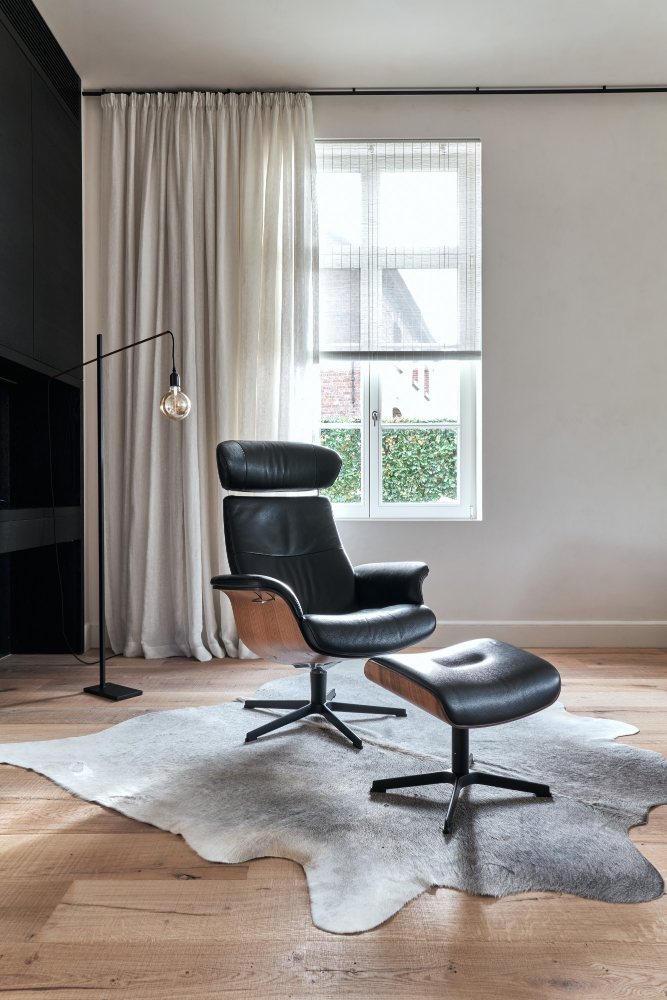 Relaxzetel TimeOut in leder - zwart