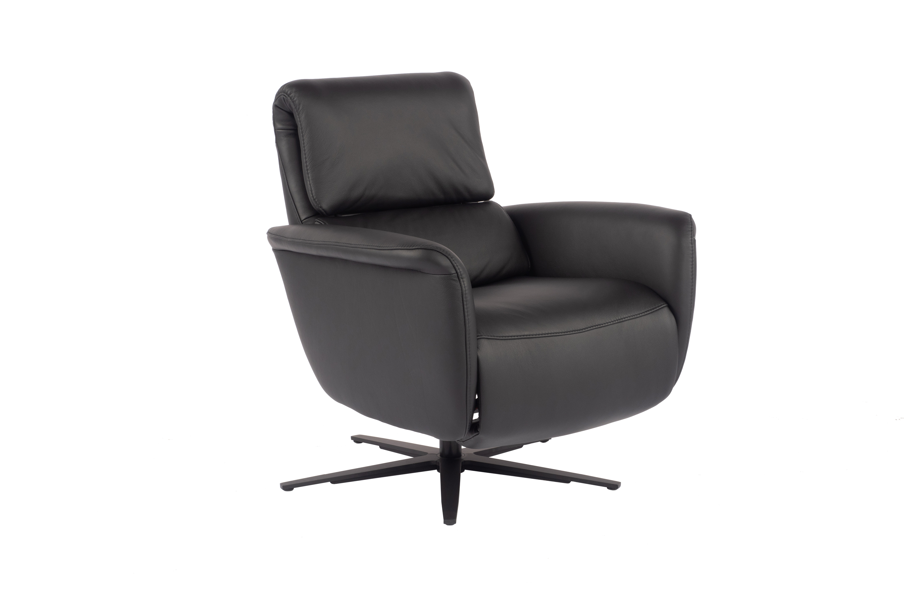Relaxzetel in leder met verstelbare rug Medium - Credo zwart