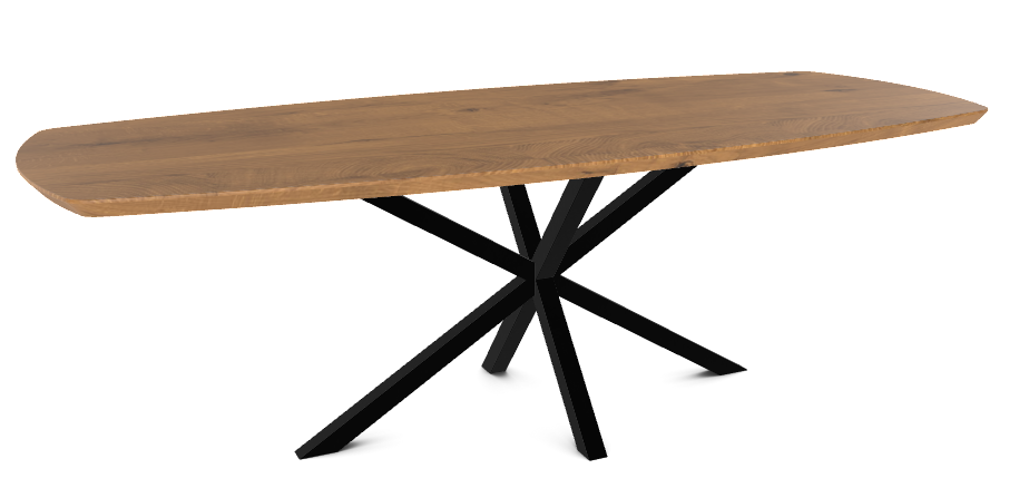 Eettafel 240x100cm Deens ovaal - eik/metaal
