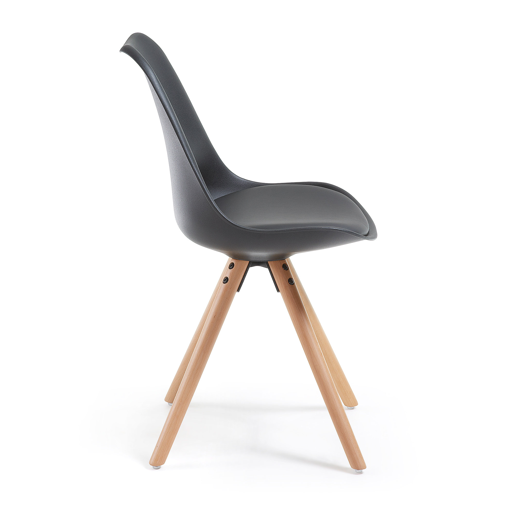 Kuipstoel met houten poten - zwart