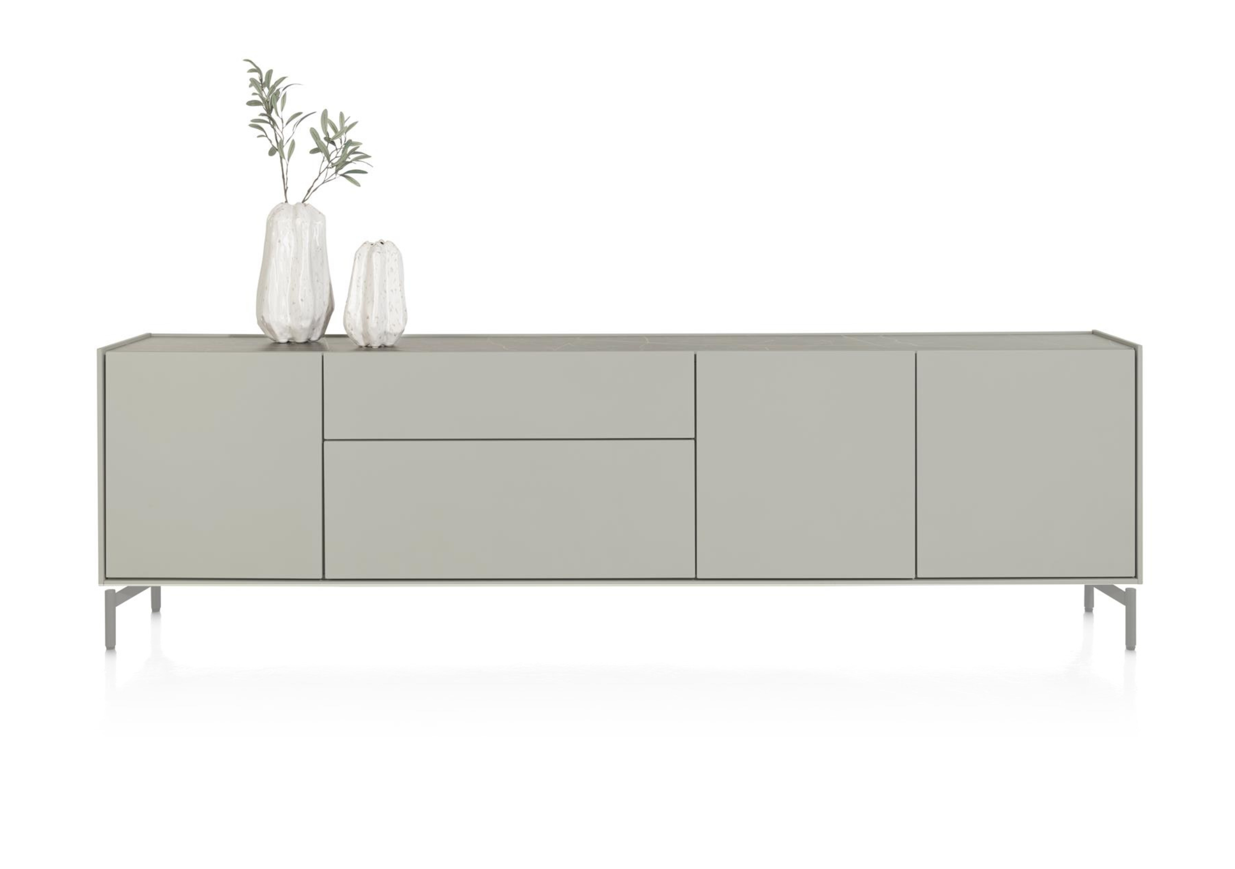 Dressoir Noon met 3 deuren en 2 lades - lichtgrijs