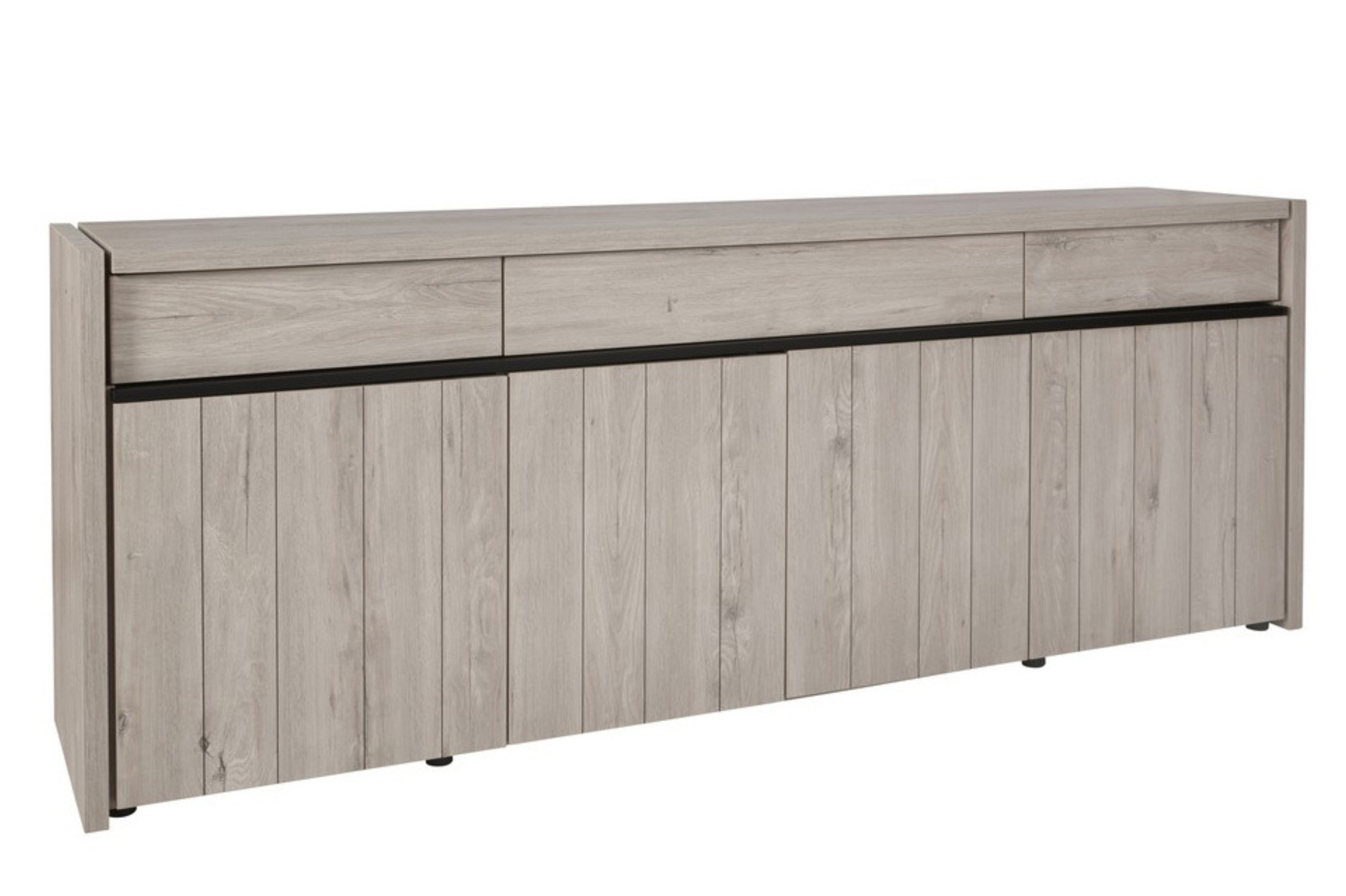 Dressoir met 4 deuren en 3 lades B247cm - lichtgrijs eiken