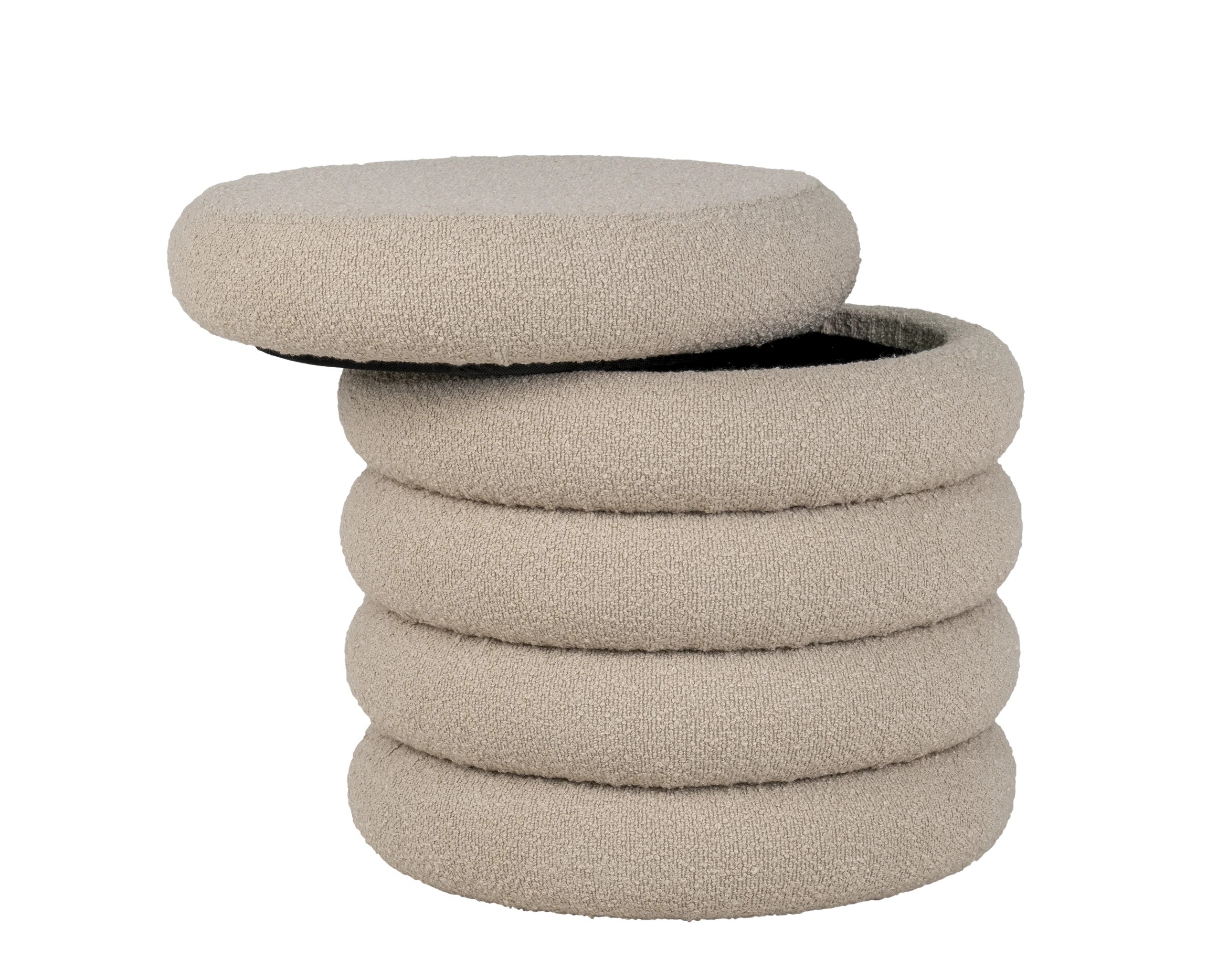 Poef bouclé met opbergruimte - beige
