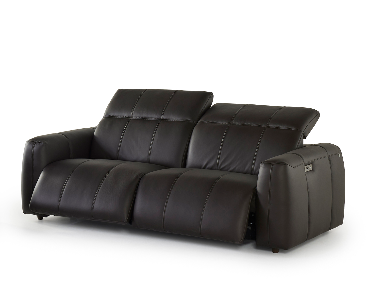 Lederen salon met elektr.relaxen - donkerbruin