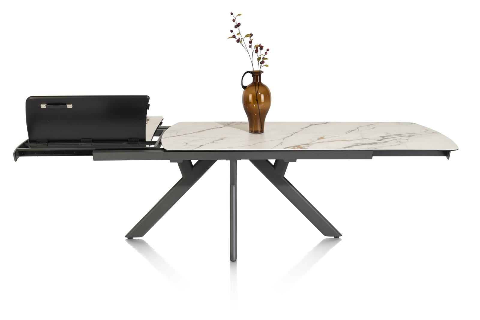 Uitschuifbare eettafel keramiek Vegas 200/280x100cm - wit marmerlook