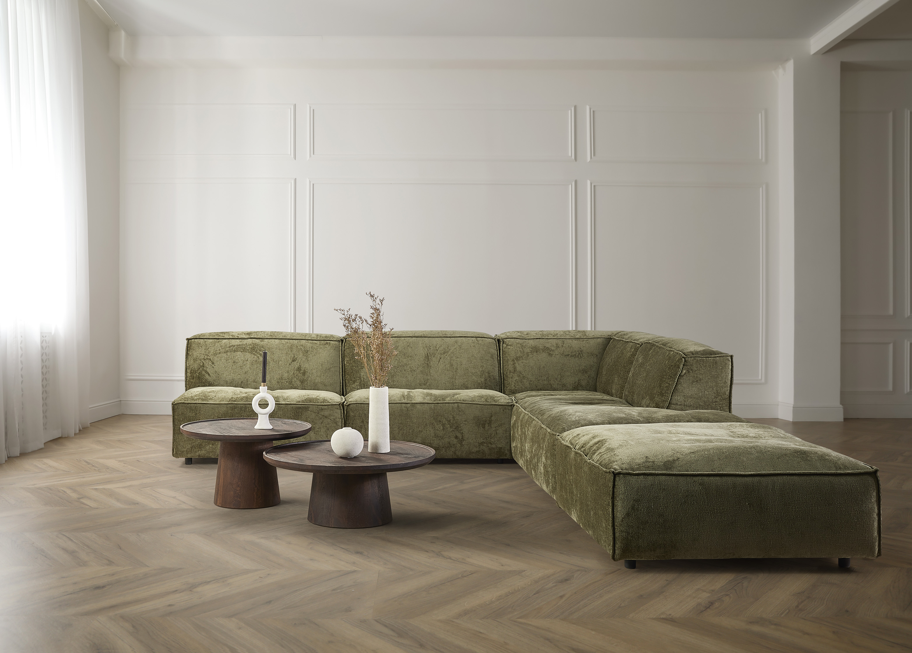 Hoeksalon met poef (rechts) - Forest groen