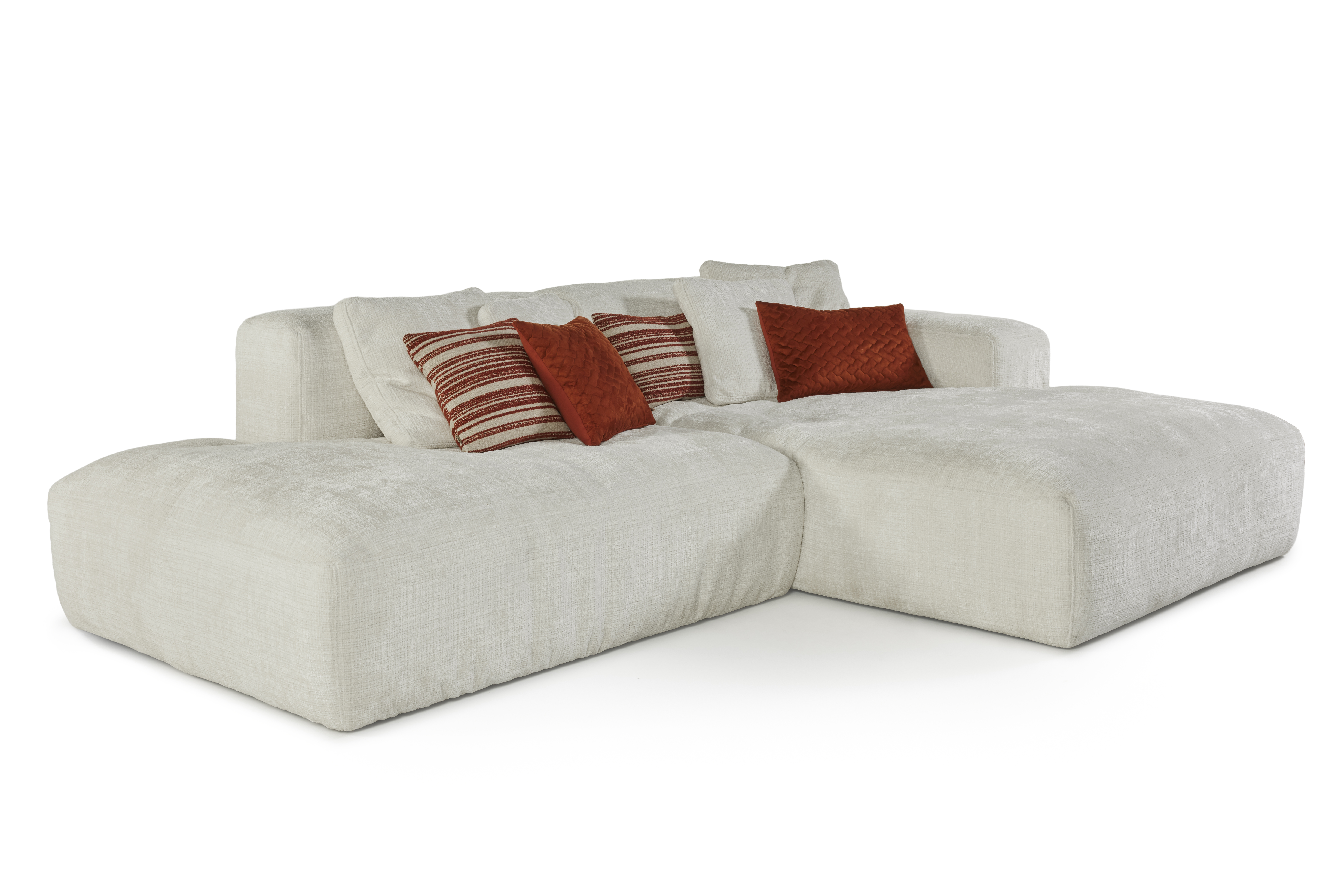 Hoeksalon met longchair (rechts) - Cremona creme